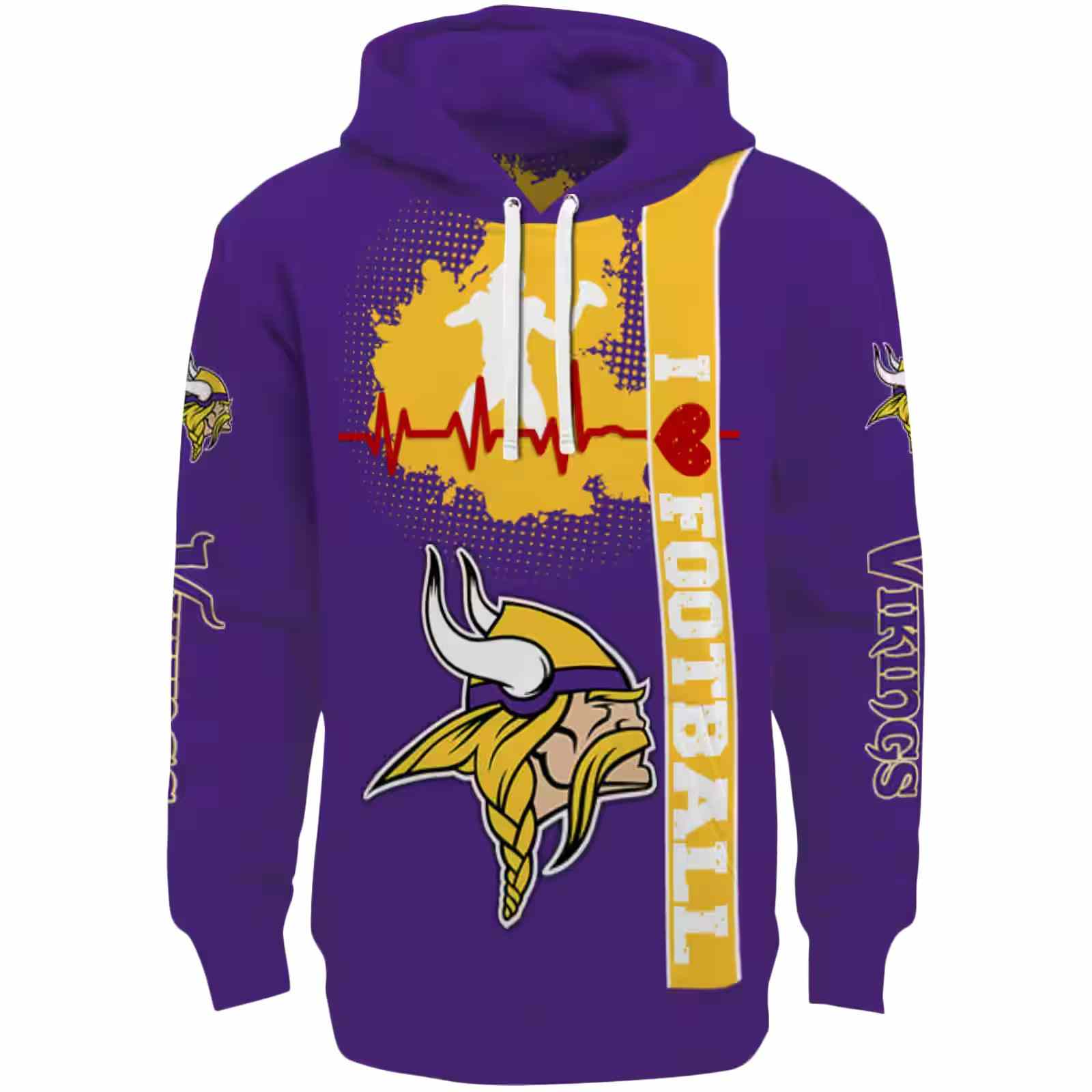 Minnesota Vikings Football Heartbeat Purple Hoodie