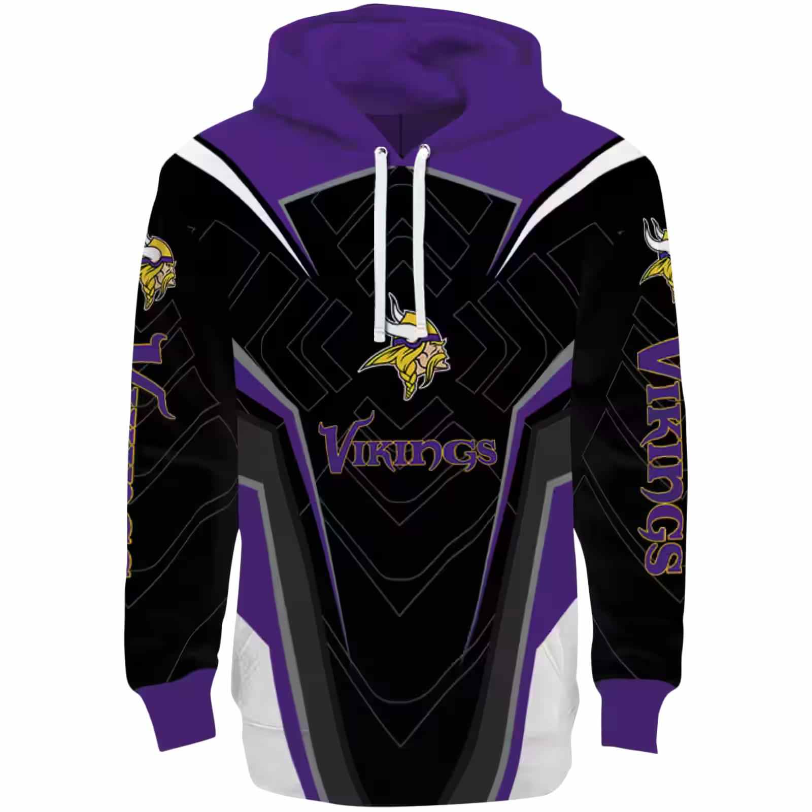 Minnesota Vikings Futuristic Pattern Purple Black Hoodie