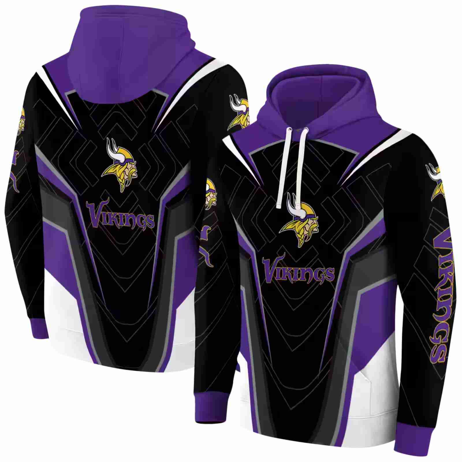 minnesota vikings futuristic pattern purple black hoodie fashion forward