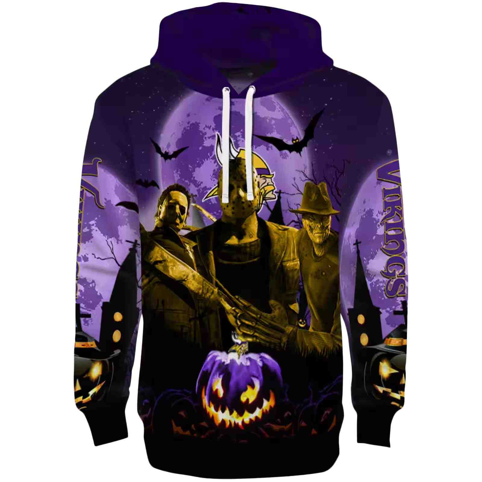 Minnesota Vikings Halloween Vibes Purple Black Hoodie