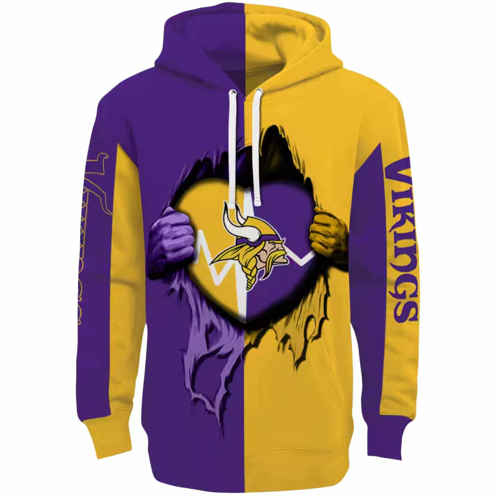 Minnesota Vikings Heartbeat Graphic Purple Hoodie