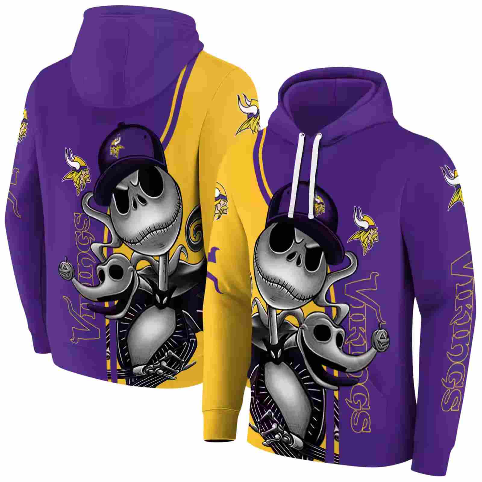 minnesota vikings jack skellington purple hoodie fashion forward