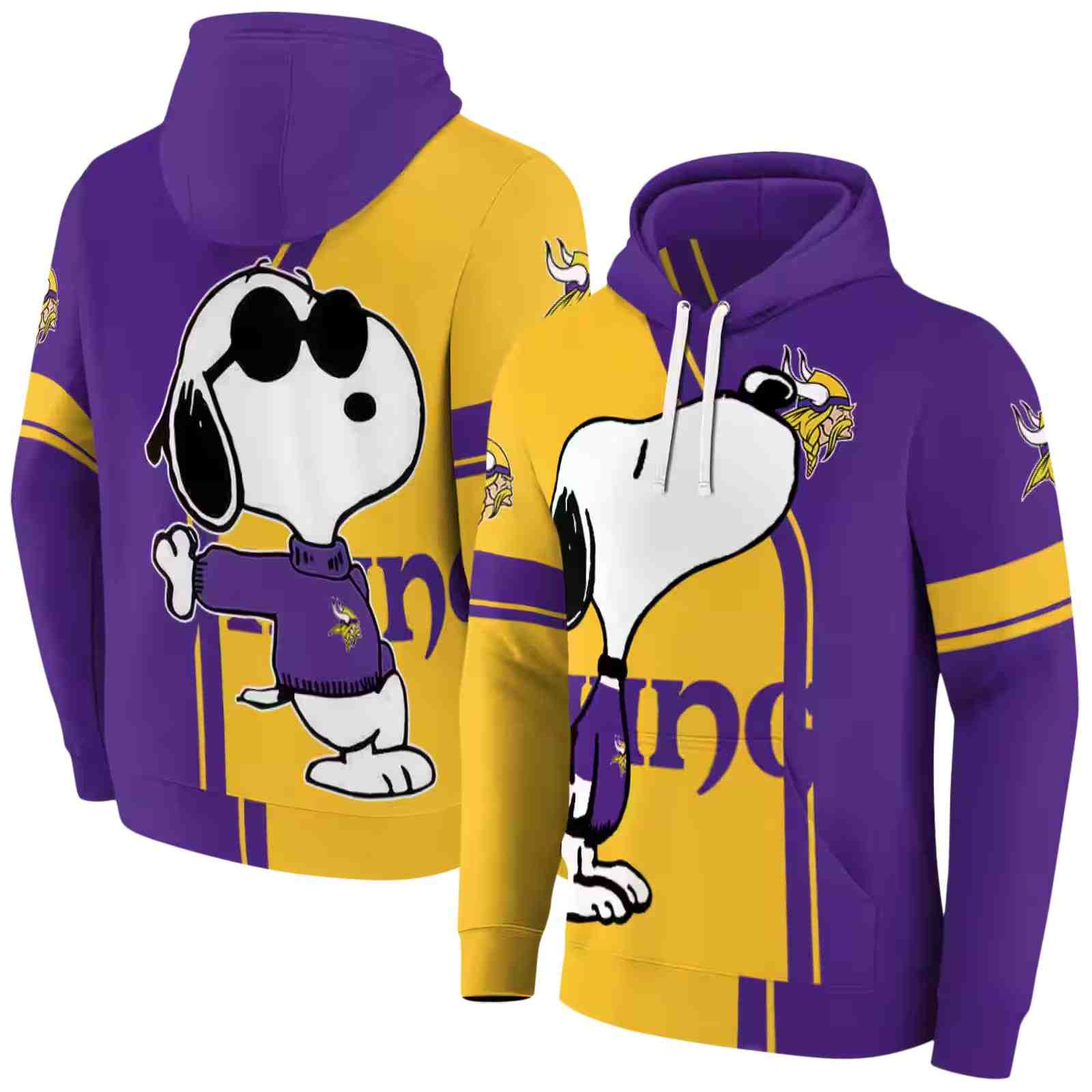 minnesota vikings playful snoopy purple hoodie fashion forward