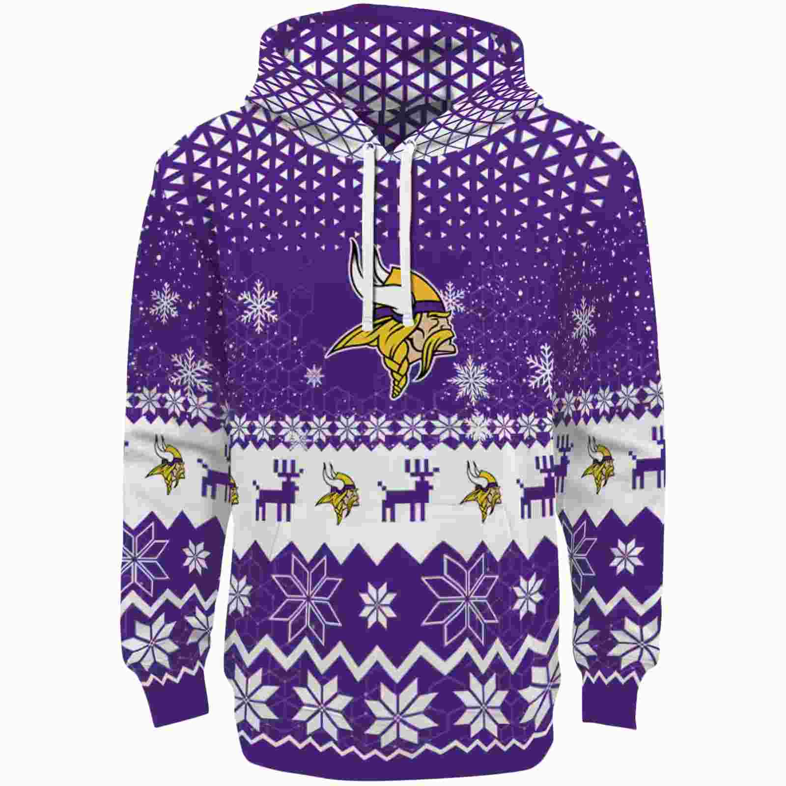 Minnesota Vikings Reindeer Motif Purple Hoodie