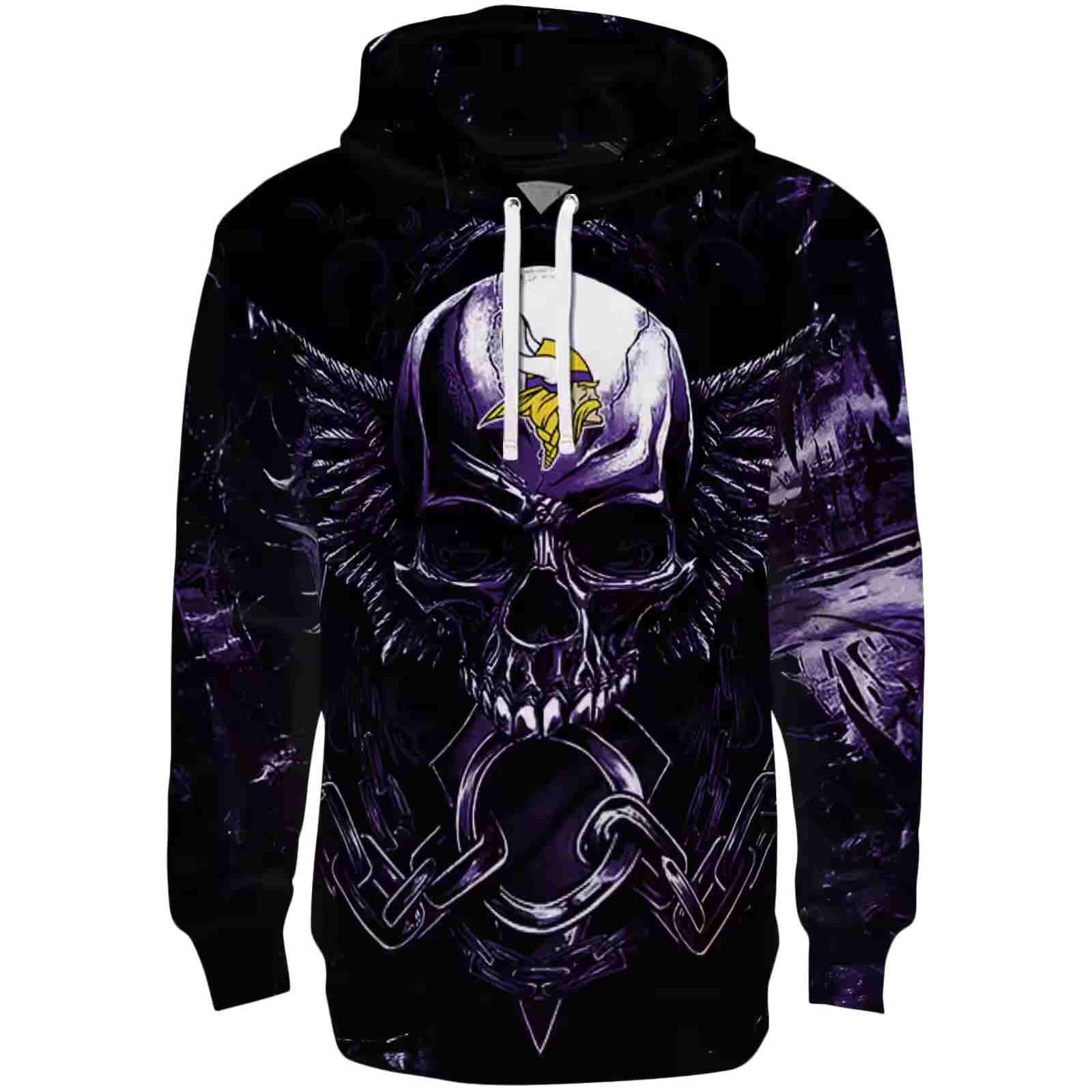 Minnesota Vikings Skull Artwork Purple Black Hoodie