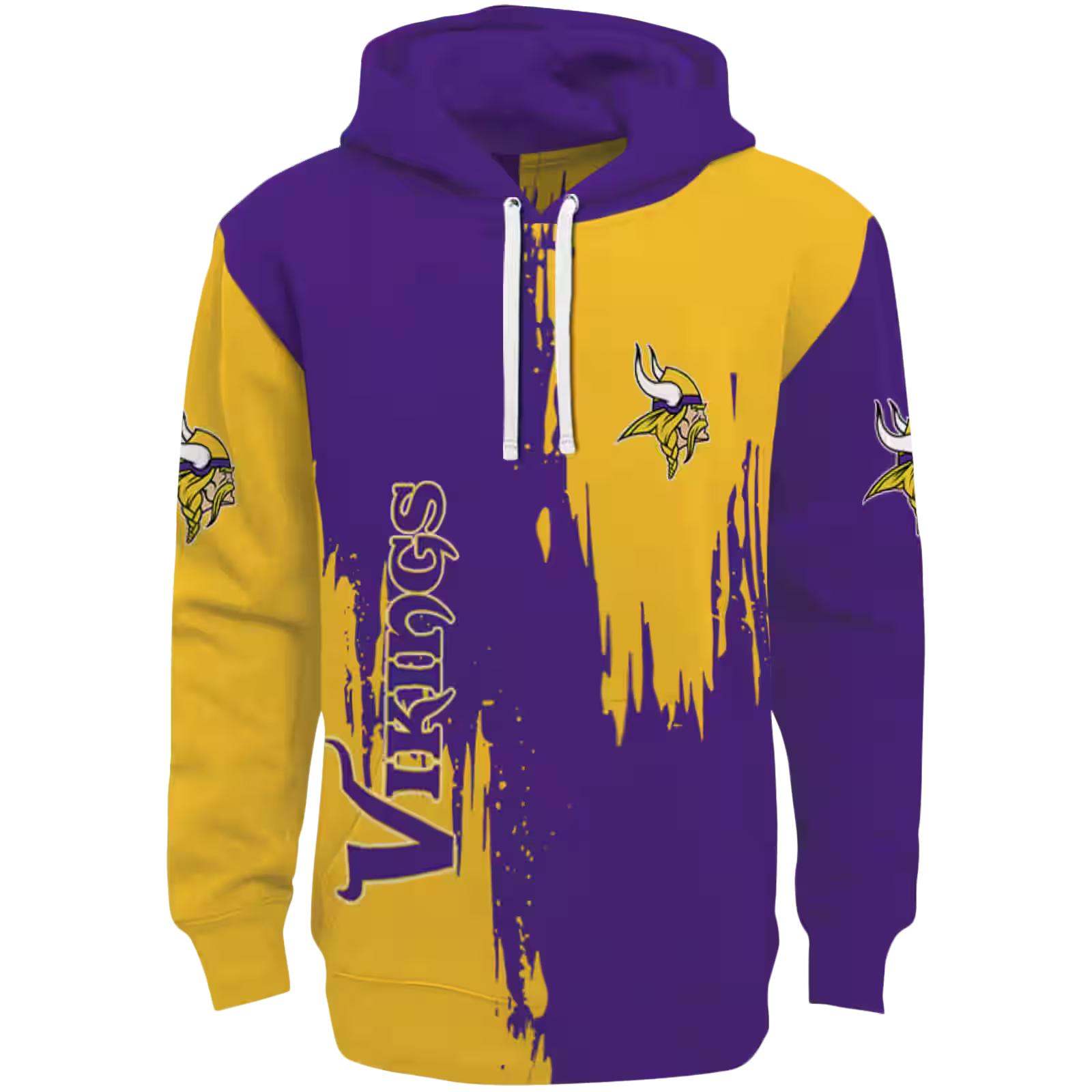 Minnesota Vikings Splatter Effect Purple Hoodie