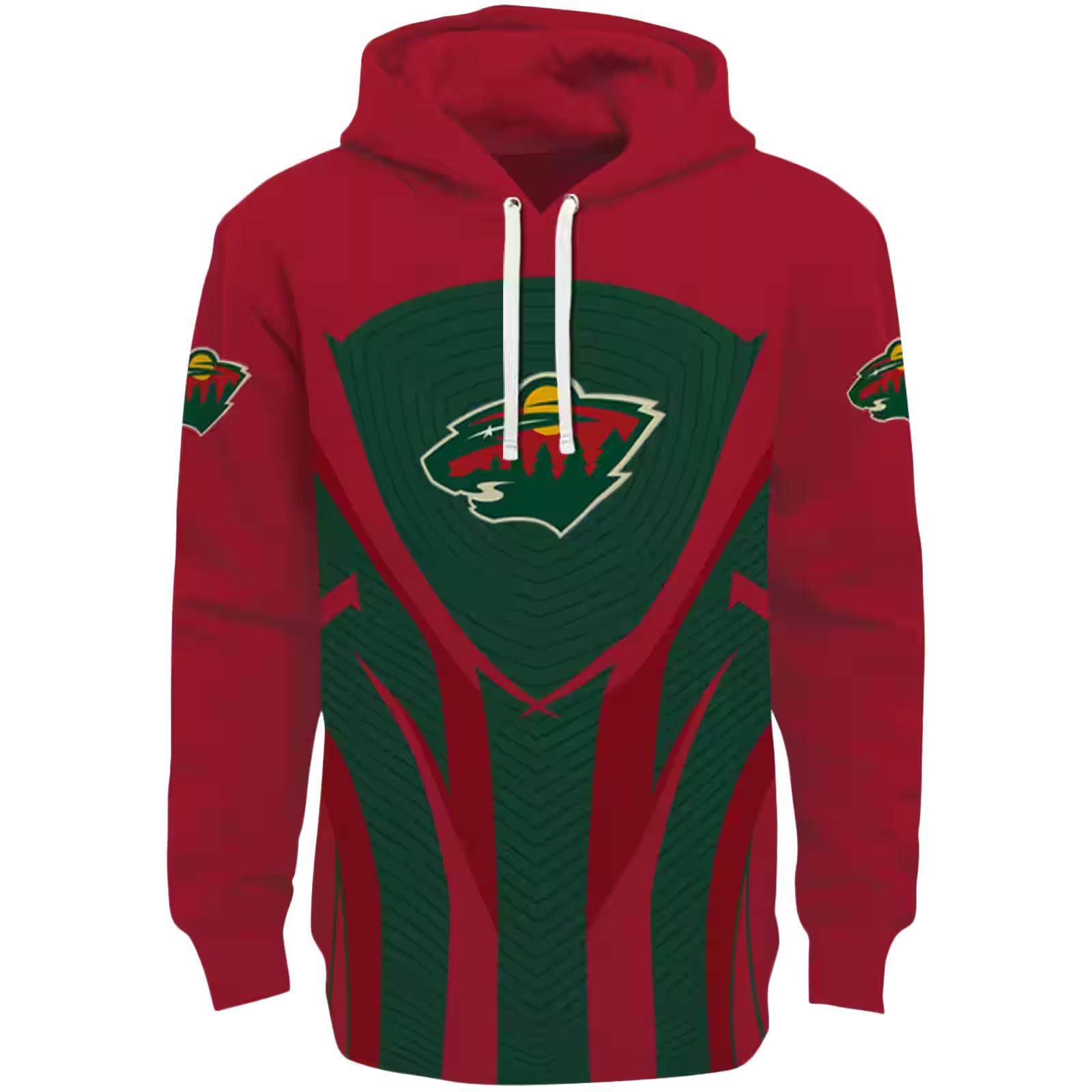 Minnesota Wild Concentric Lines Red Black Hoodie