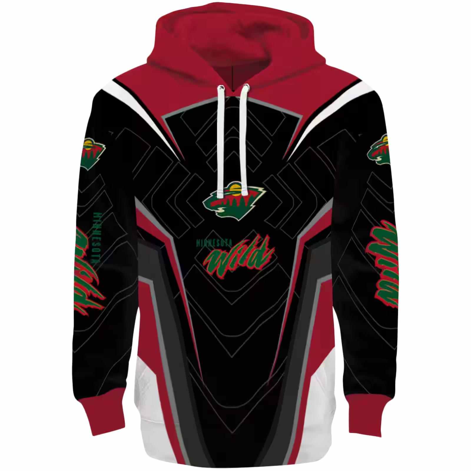 Minnesota Wild Futuristic Pattern Red Black Hoodie