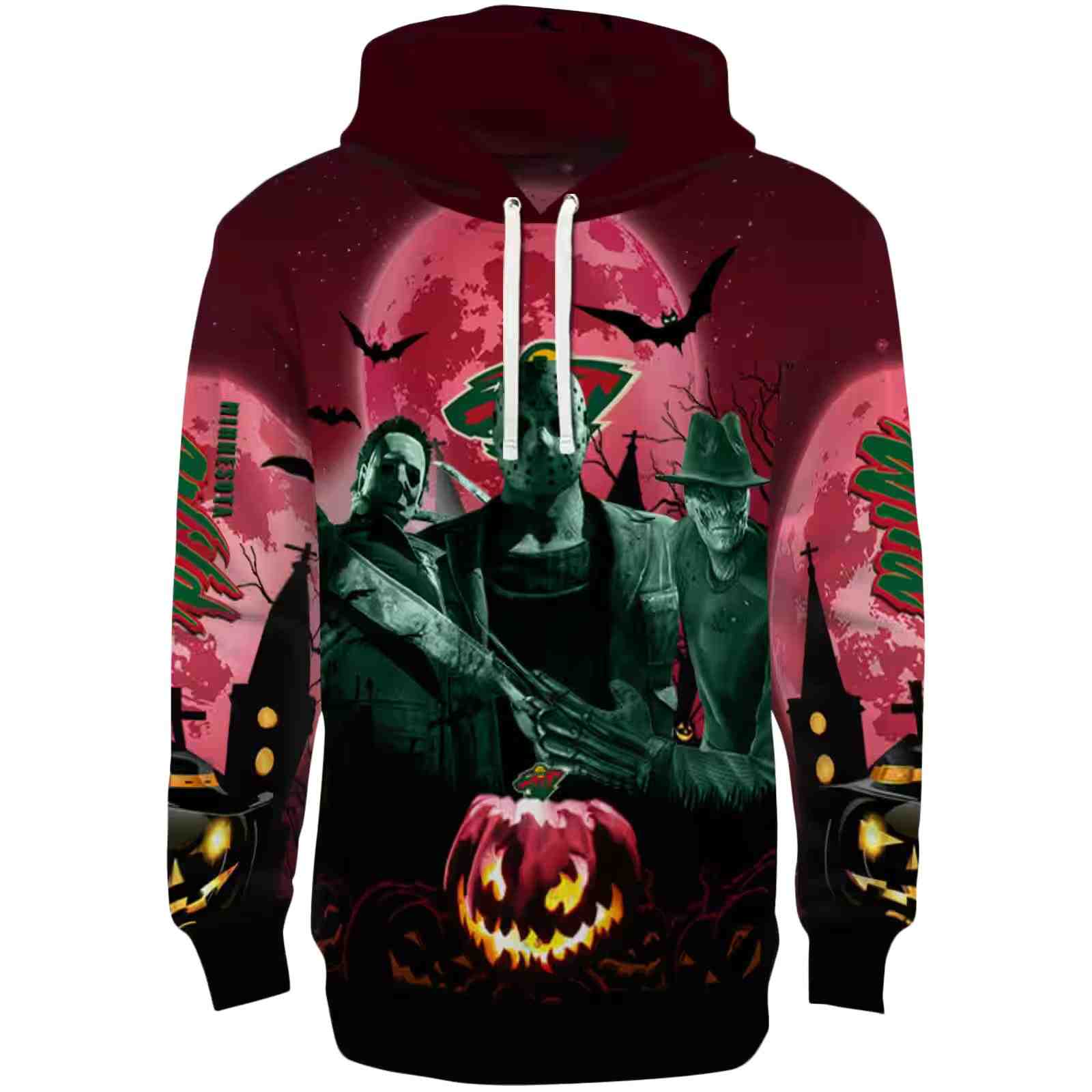 Minnesota Wild Halloween Vibes Red Black Hoodie