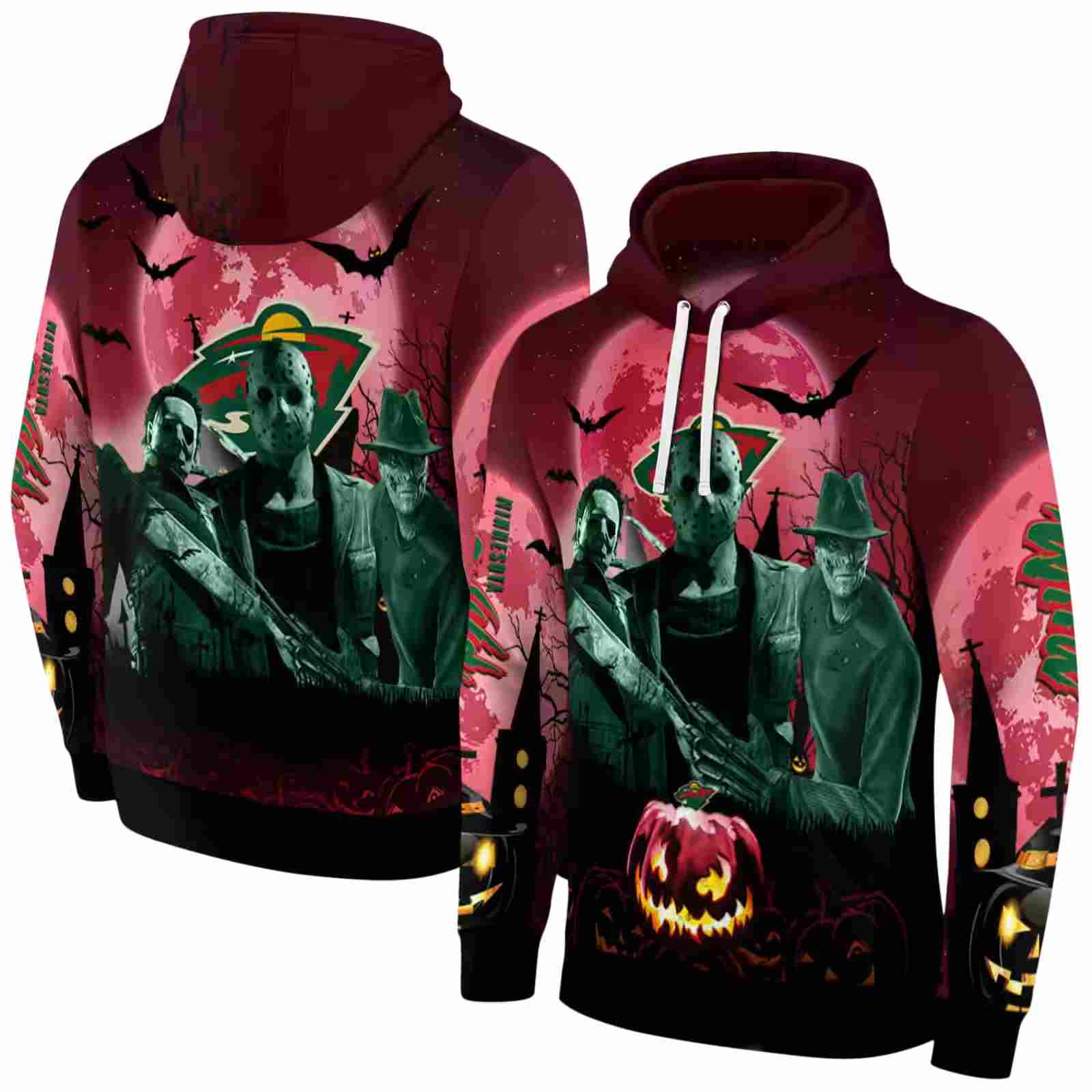 minnesota wild halloween vibes red black hoodie fashion forward