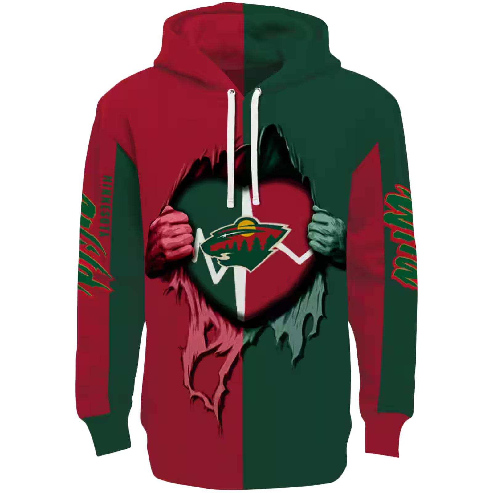 Minnesota Wild Heartbeat Graphic Red Hoodie