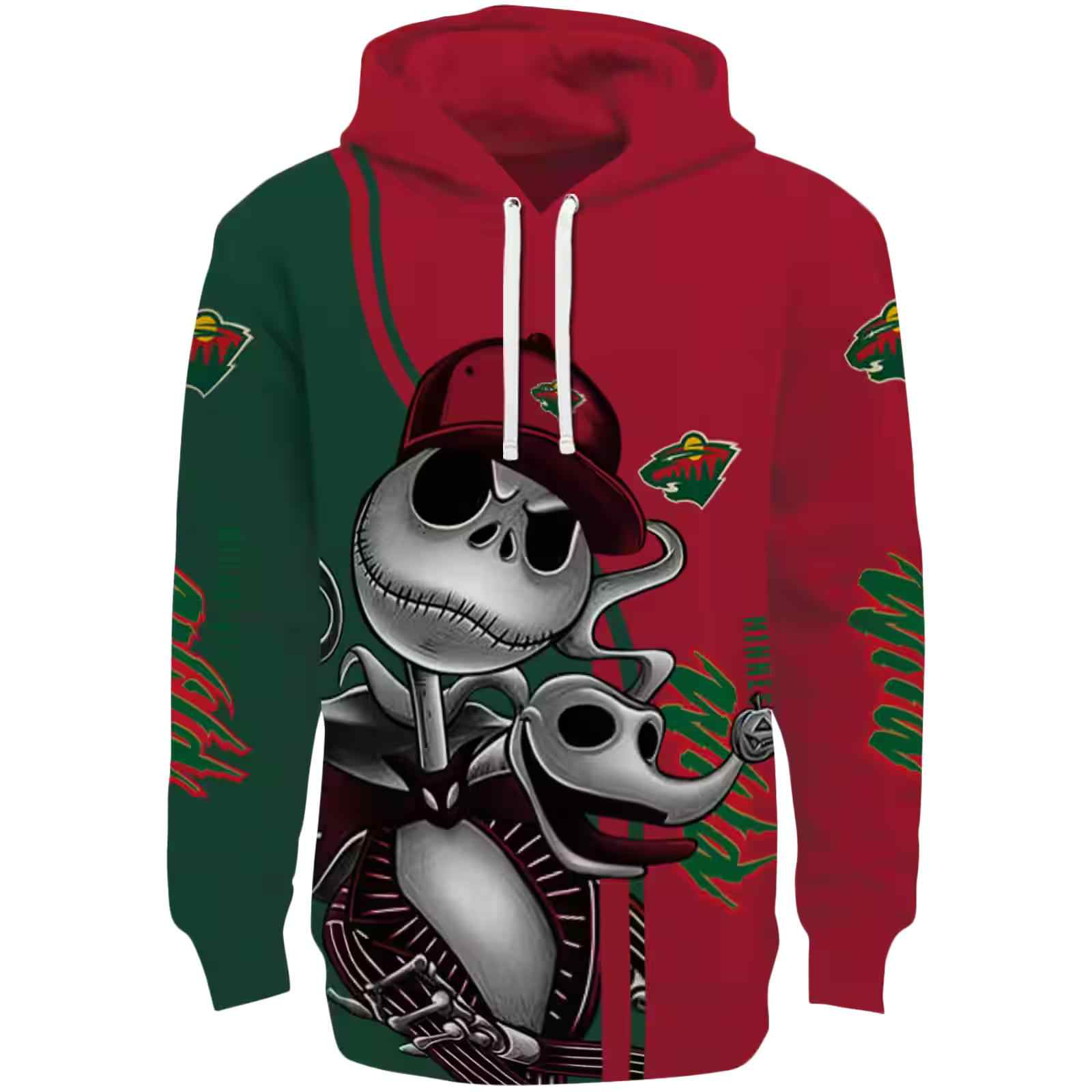 Minnesota Wild Jack Skellington Red Hoodie