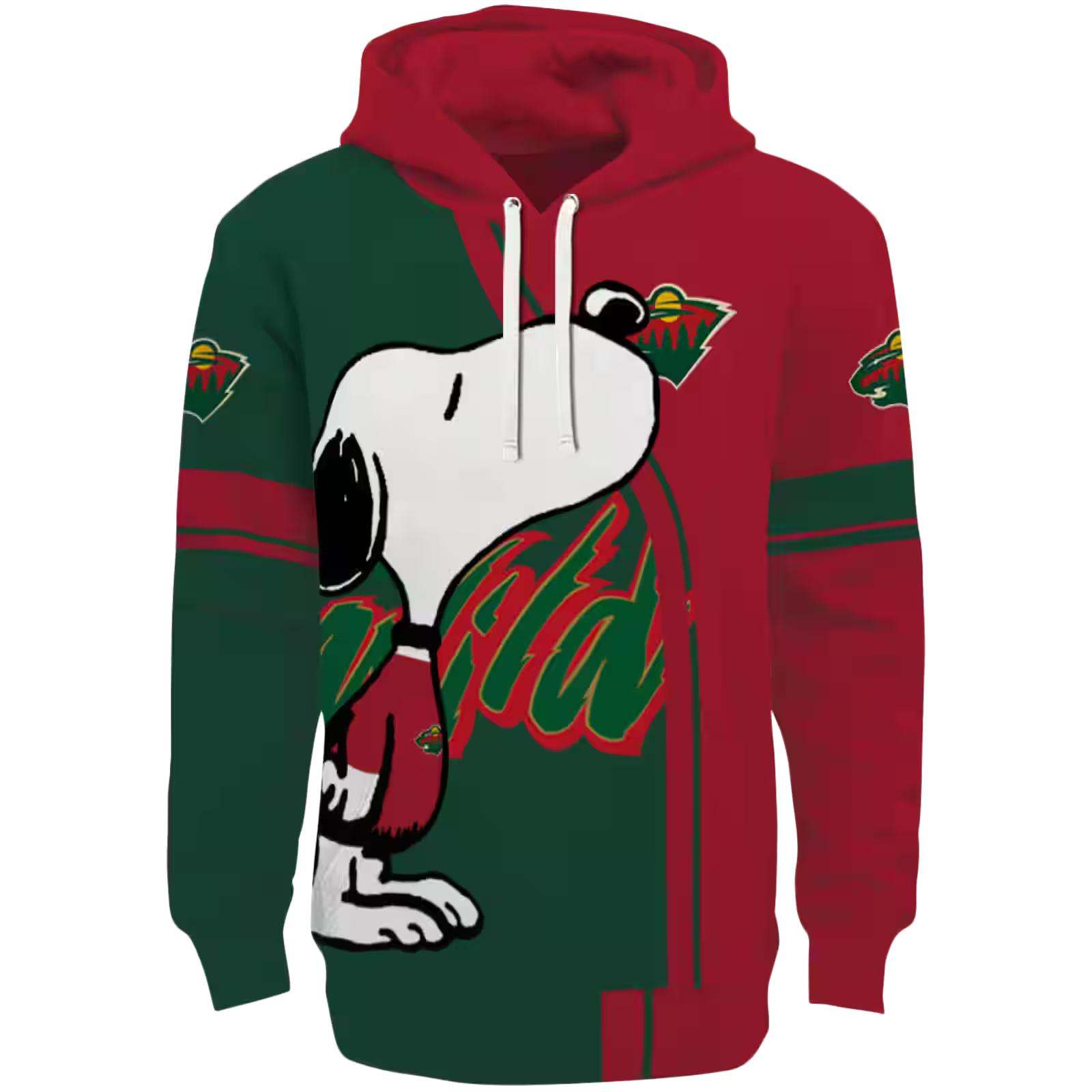 Minnesota Wild Playful Snoopy Red Hoodie