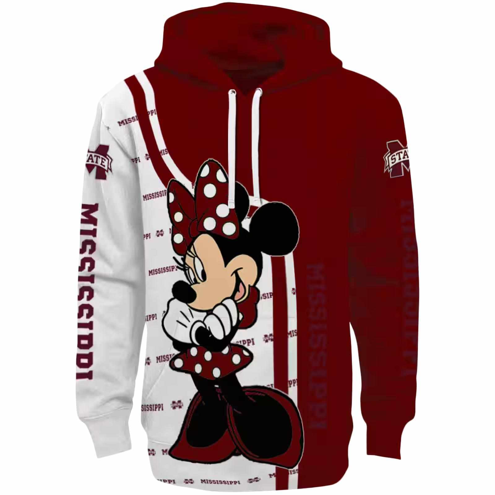 Mississippi State Bulldogs Minnie Mouse Maroon Hoodie