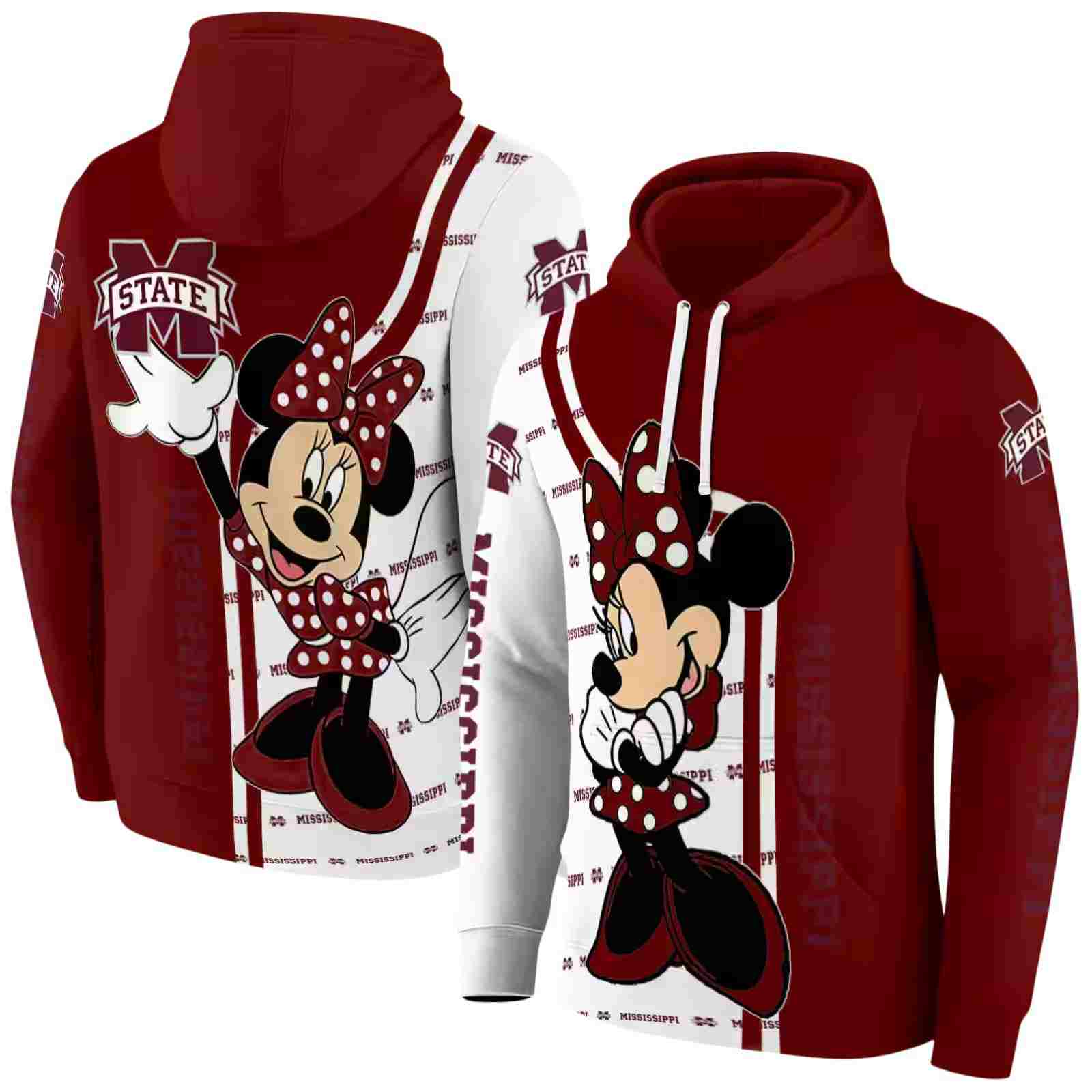 mississippi state bulldogs minnie mouse maroon hoodie fashion forward