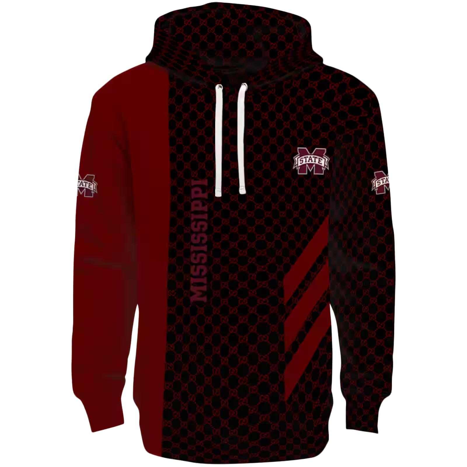 Mississippi State Bulldogs Monogram Pattern Maroon Hoodie