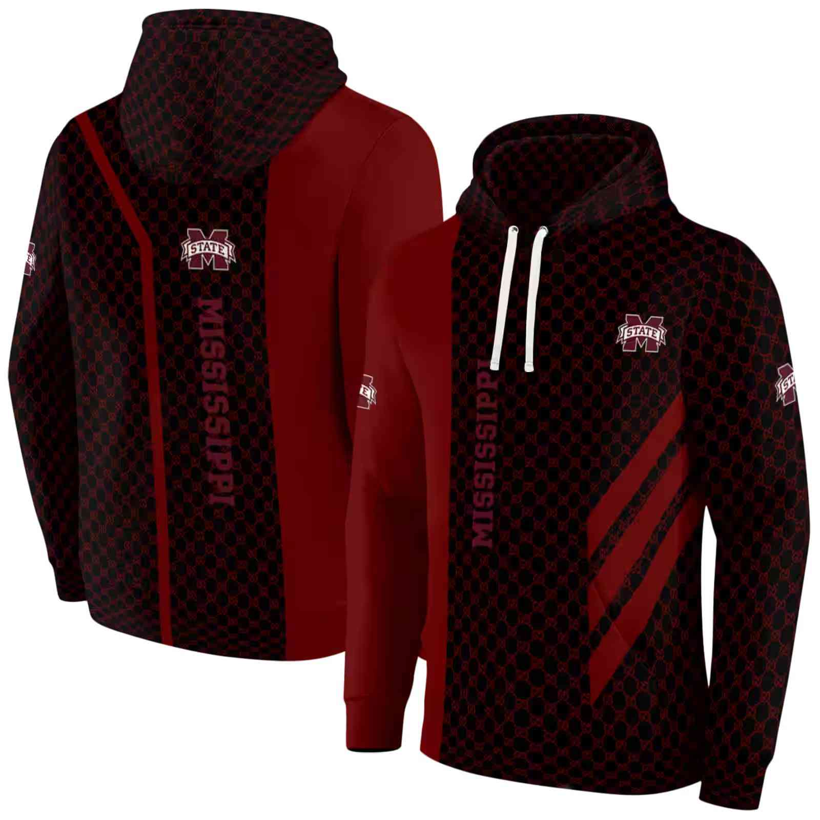 mississippi state bulldogs monogram pattern maroon hoodie fashion forward