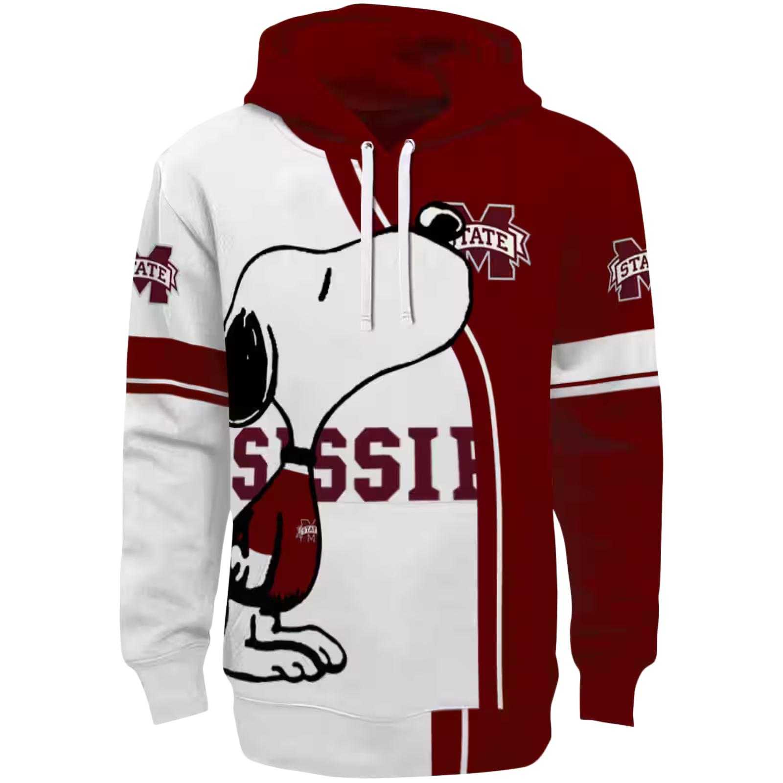 Mississippi State Bulldogs Playful Snoopy Maroon Hoodie