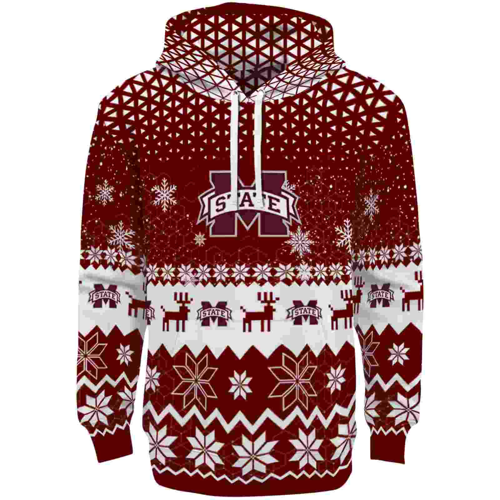 Mississippi State Bulldogs Reindeer Motif Maroon Hoodie