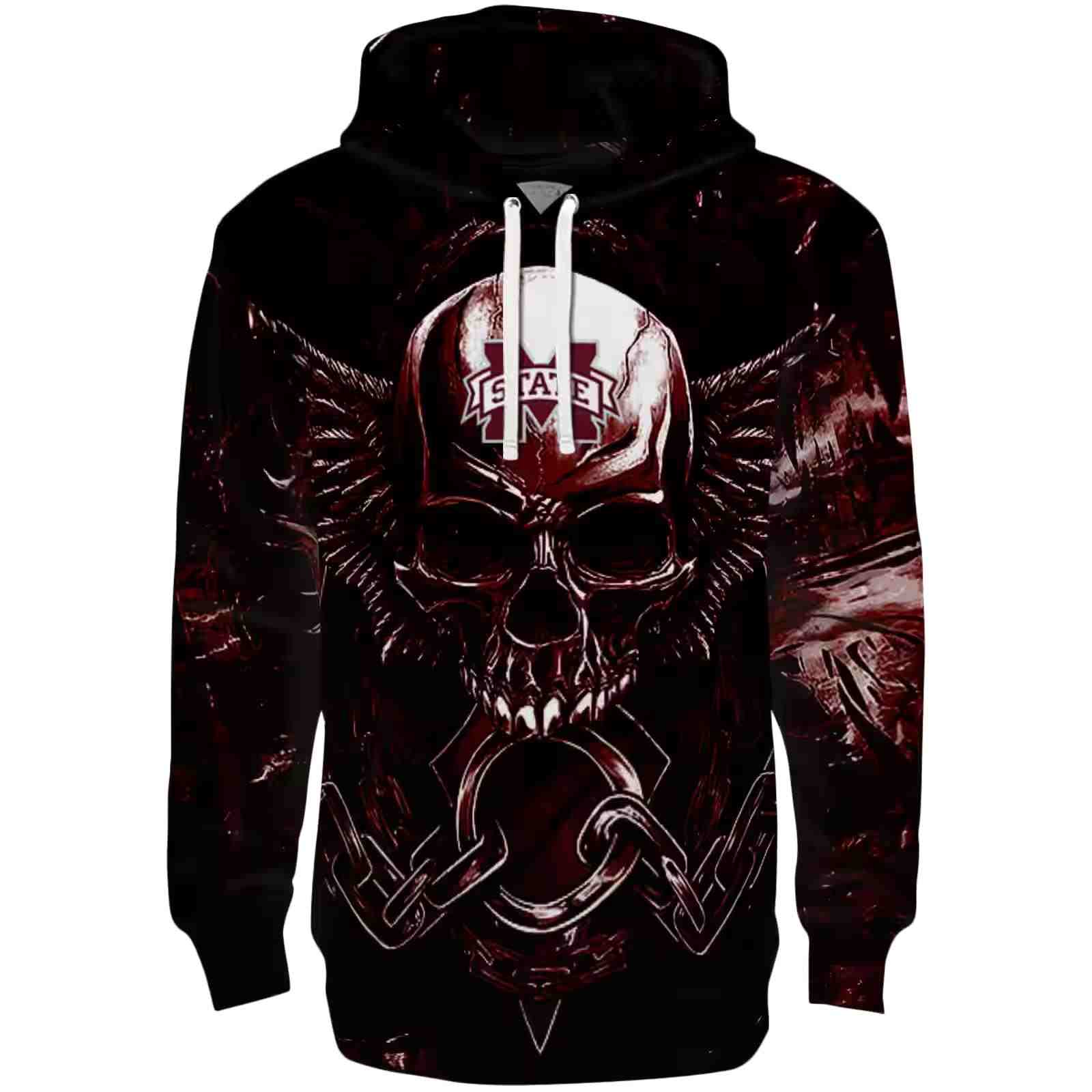 Mississippi State Bulldogs Skull Artwork Maroon Black Hoodie