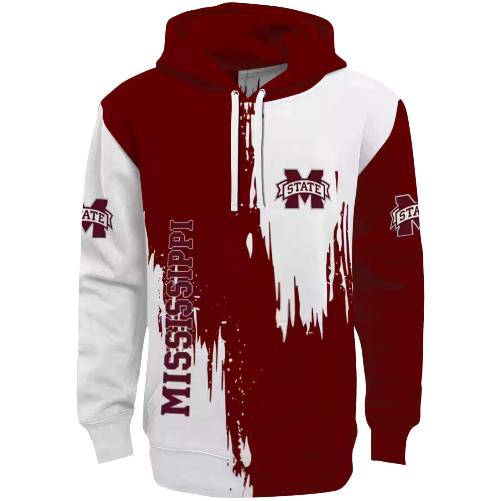 Mississippi State Bulldogs Splatter Effect Maroon Hoodie