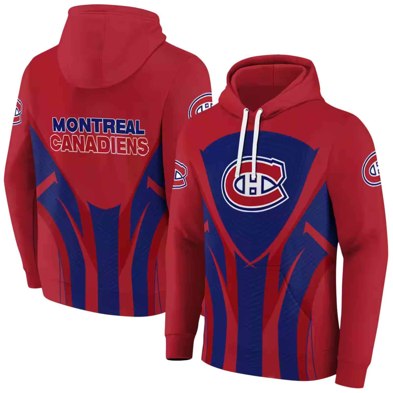 montreal canadiens concentric lines red black hoodie fashion forward