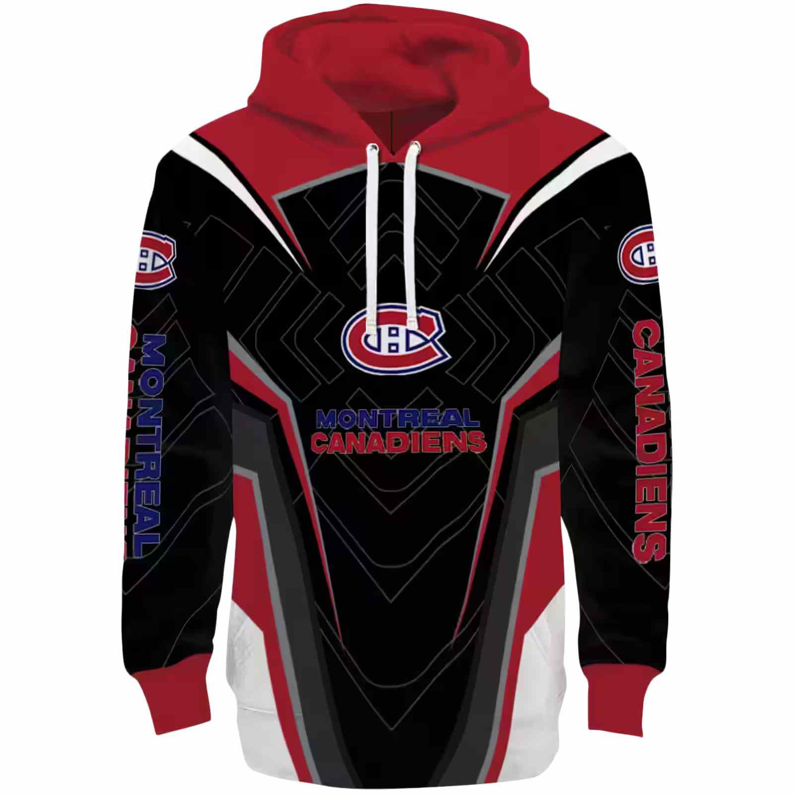 Montreal Canadiens Futuristic Pattern Red Black Hoodie