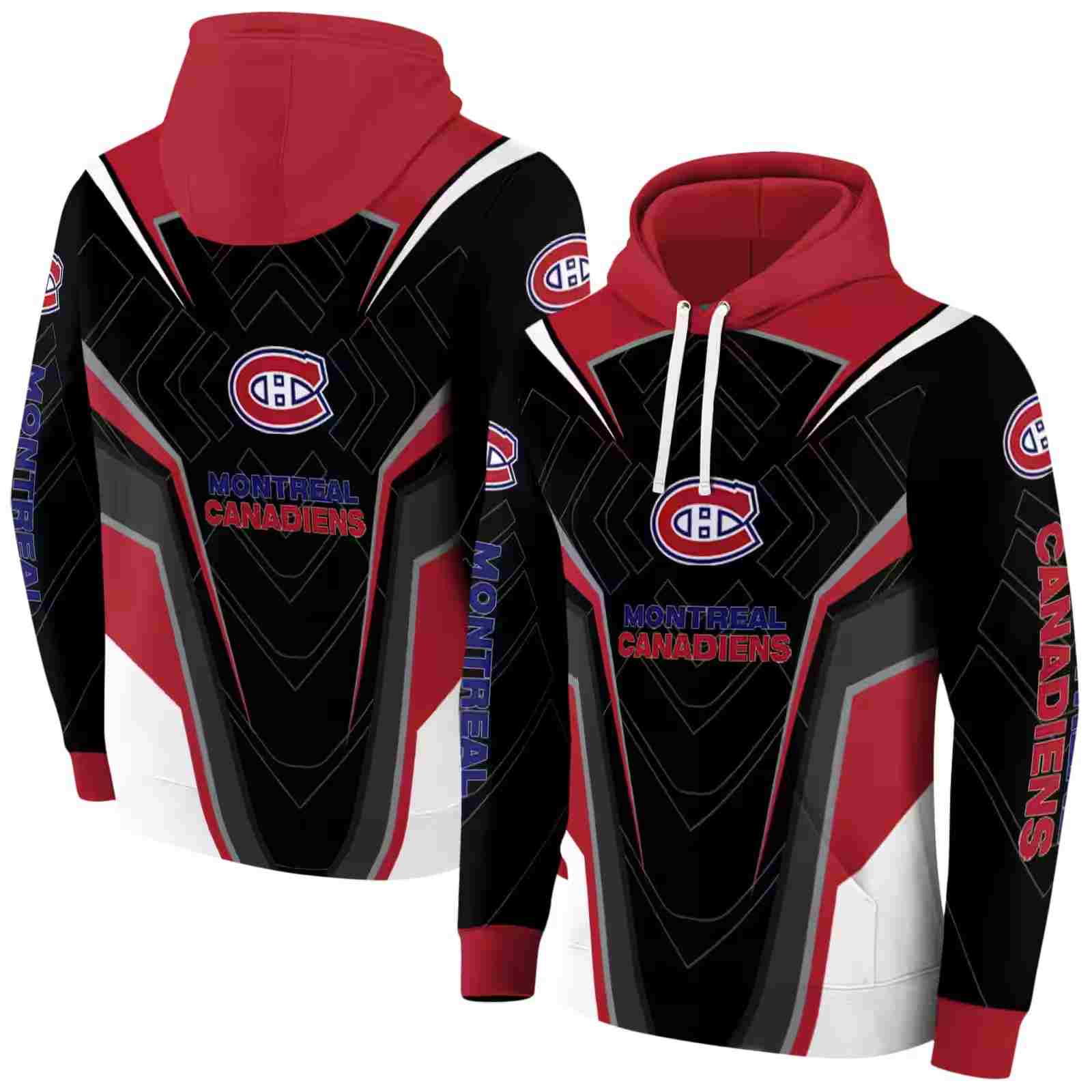 montreal canadiens futuristic pattern red black hoodie fashion forward