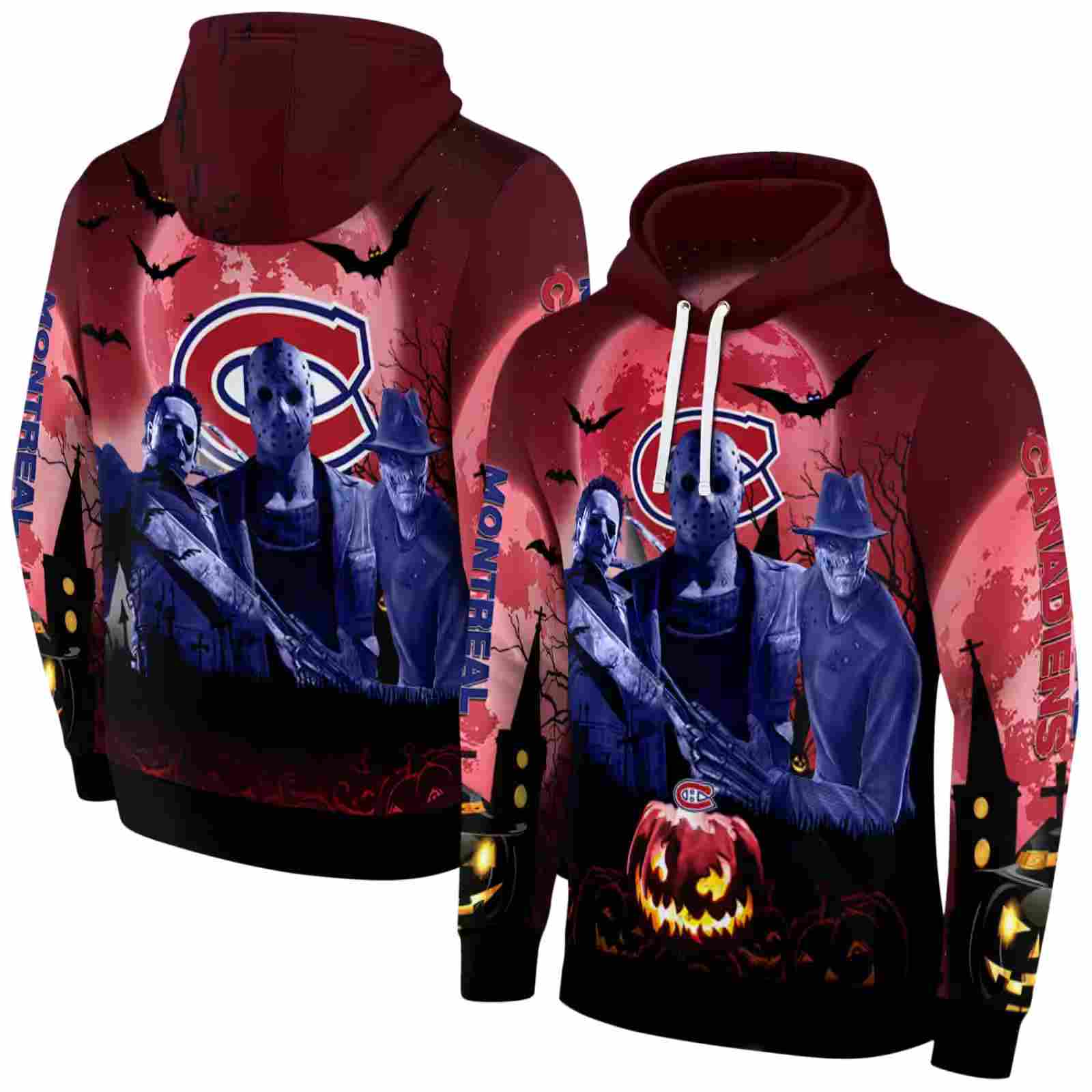 montreal canadiens halloween vibes red black hoodie fashion forward