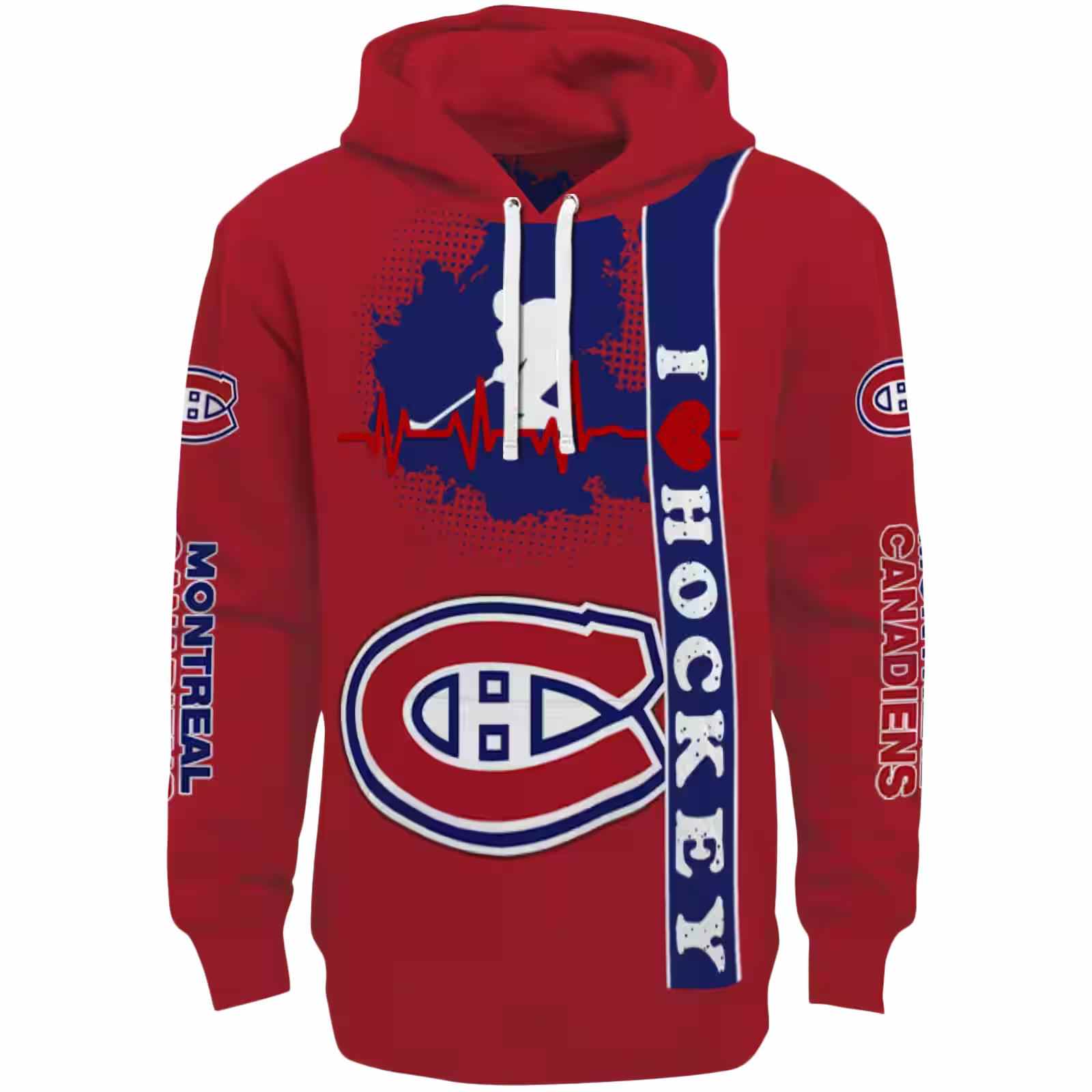 Montreal Canadiens Hockey Heartbeat Red Hoodie