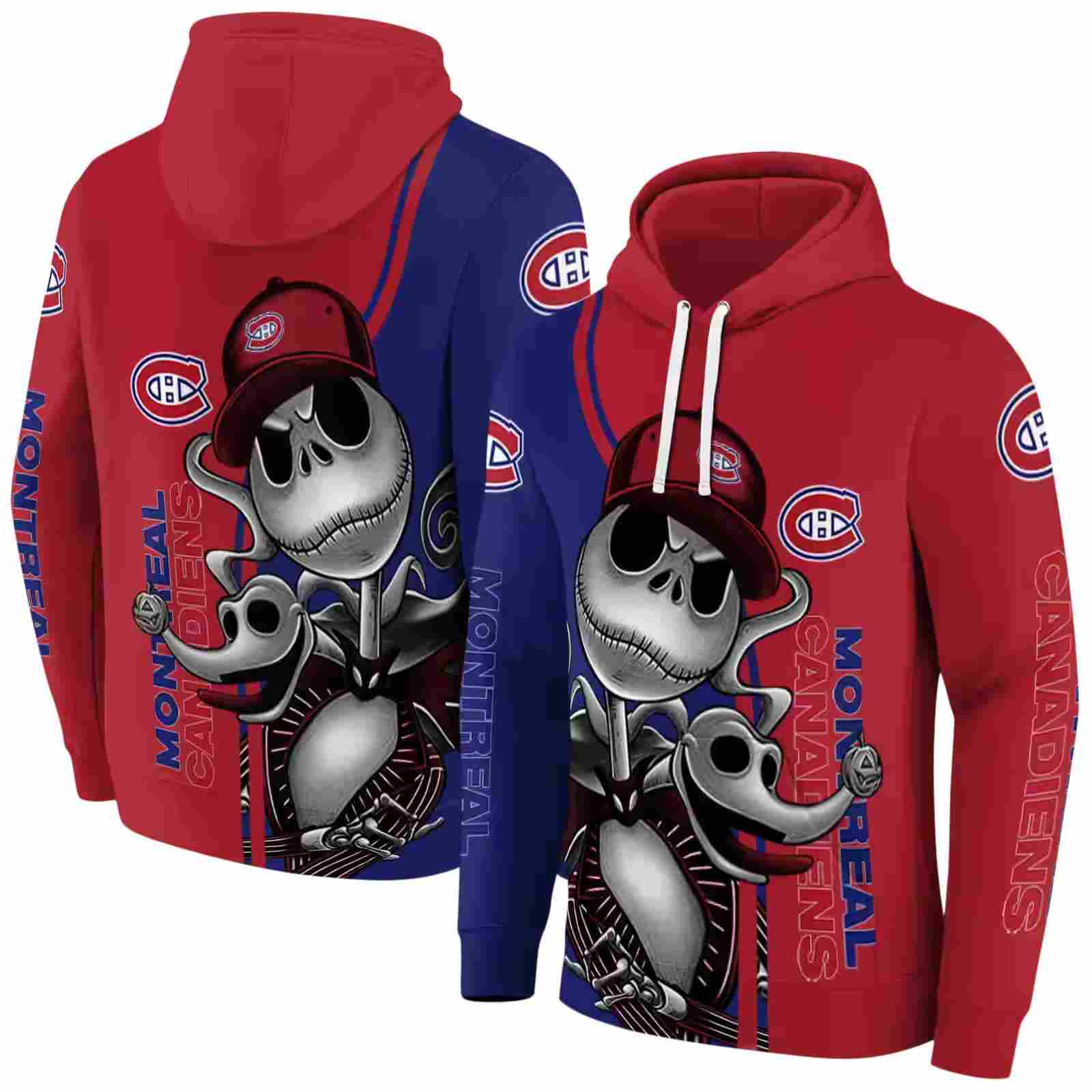 montreal canadiens jack skellington red hoodie fashion forward