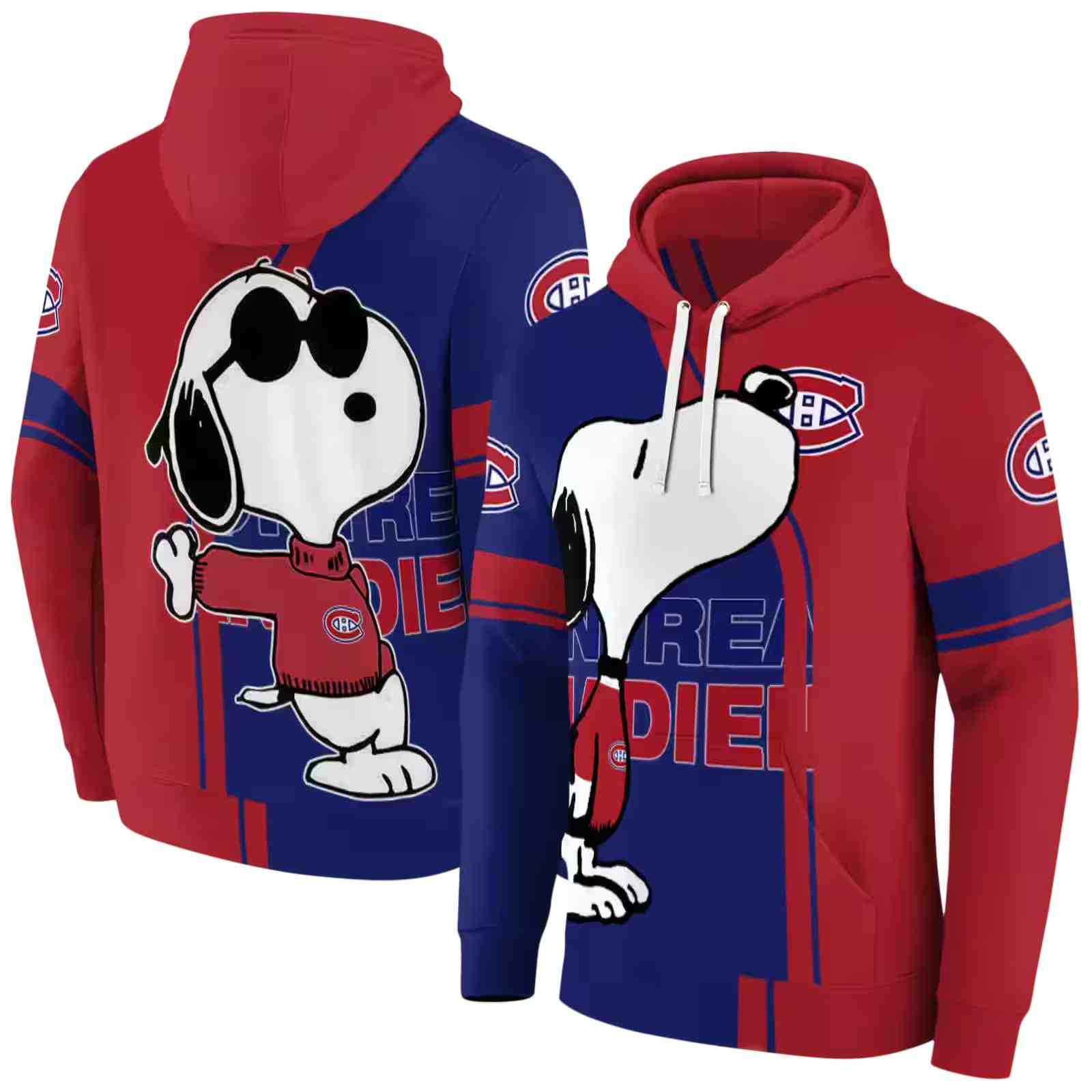 montreal canadiens playful snoopy red hoodie fashion forward