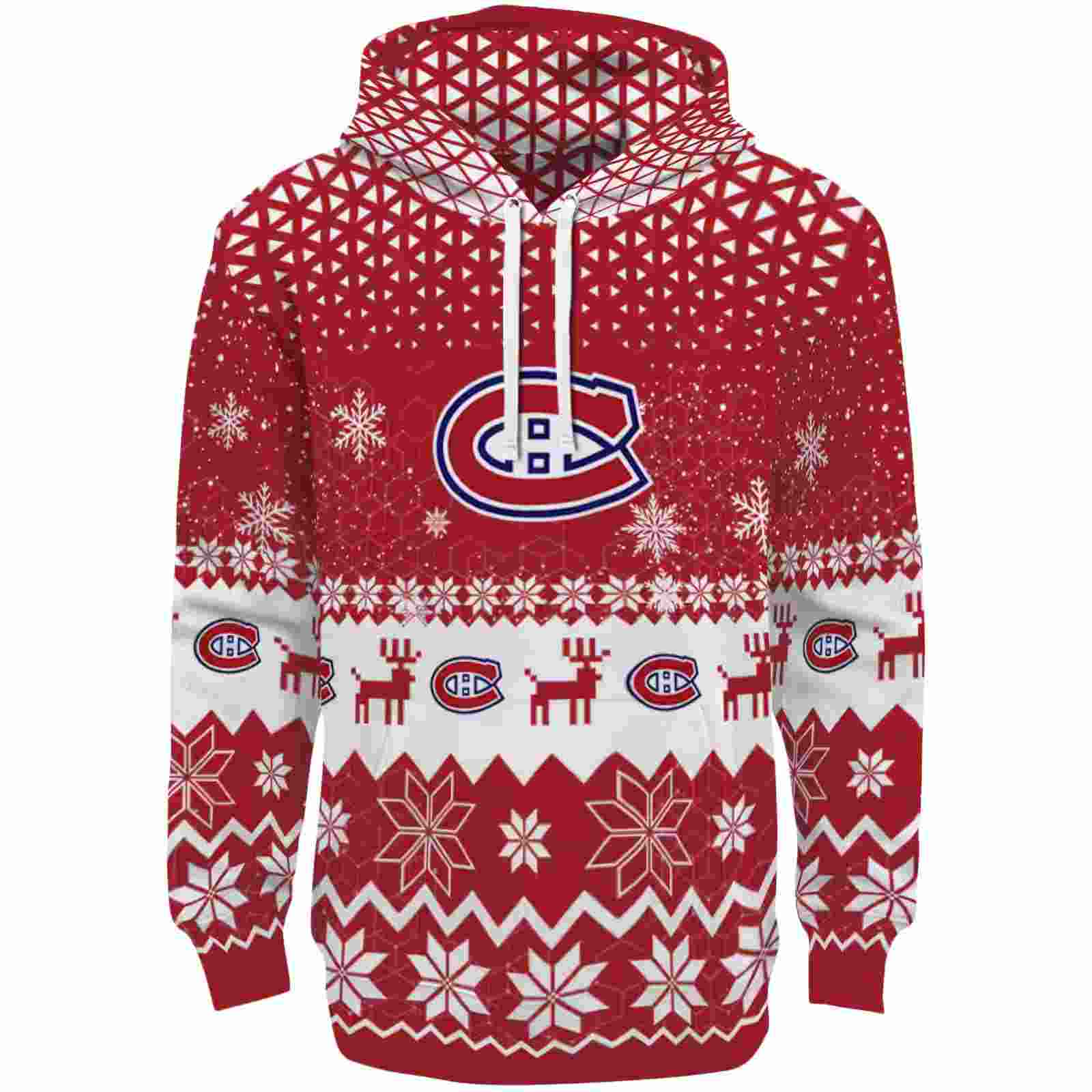 Montreal Canadiens Reindeer Motif Red Hoodie