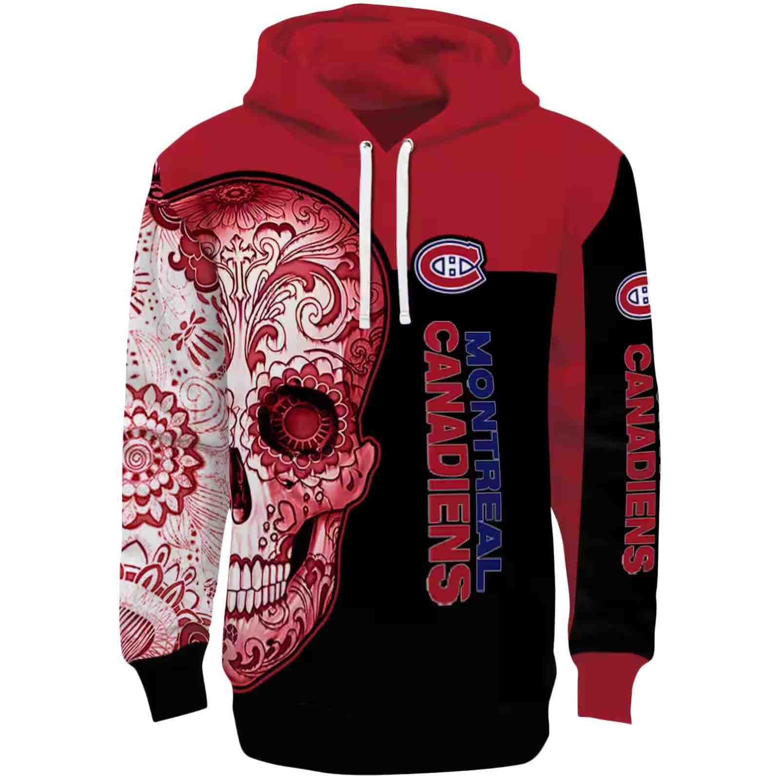 Montreal Canadiens Sugar Skull Red Black Hoodie