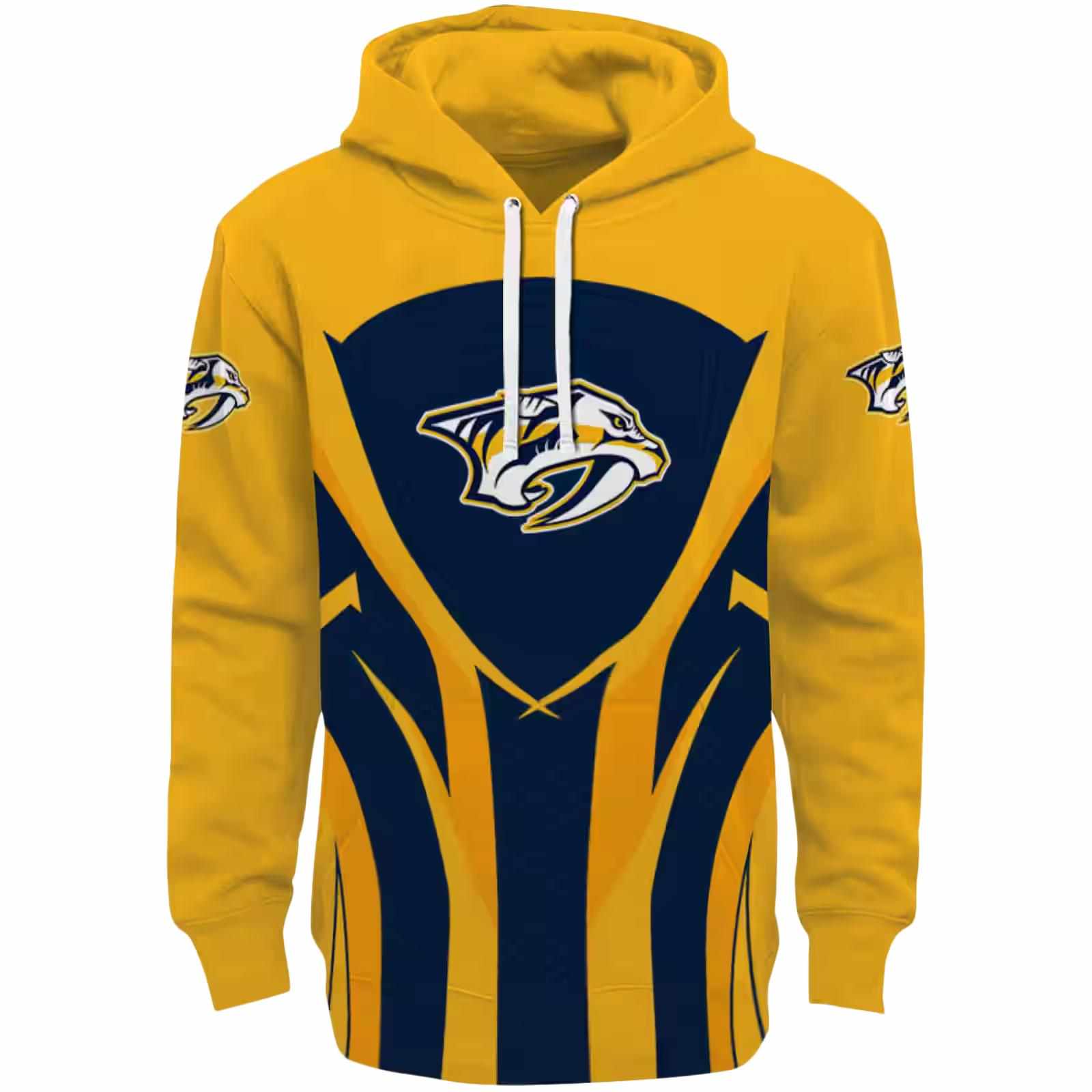 Nashville Predators Concentric Lines Gold Black Hoodie