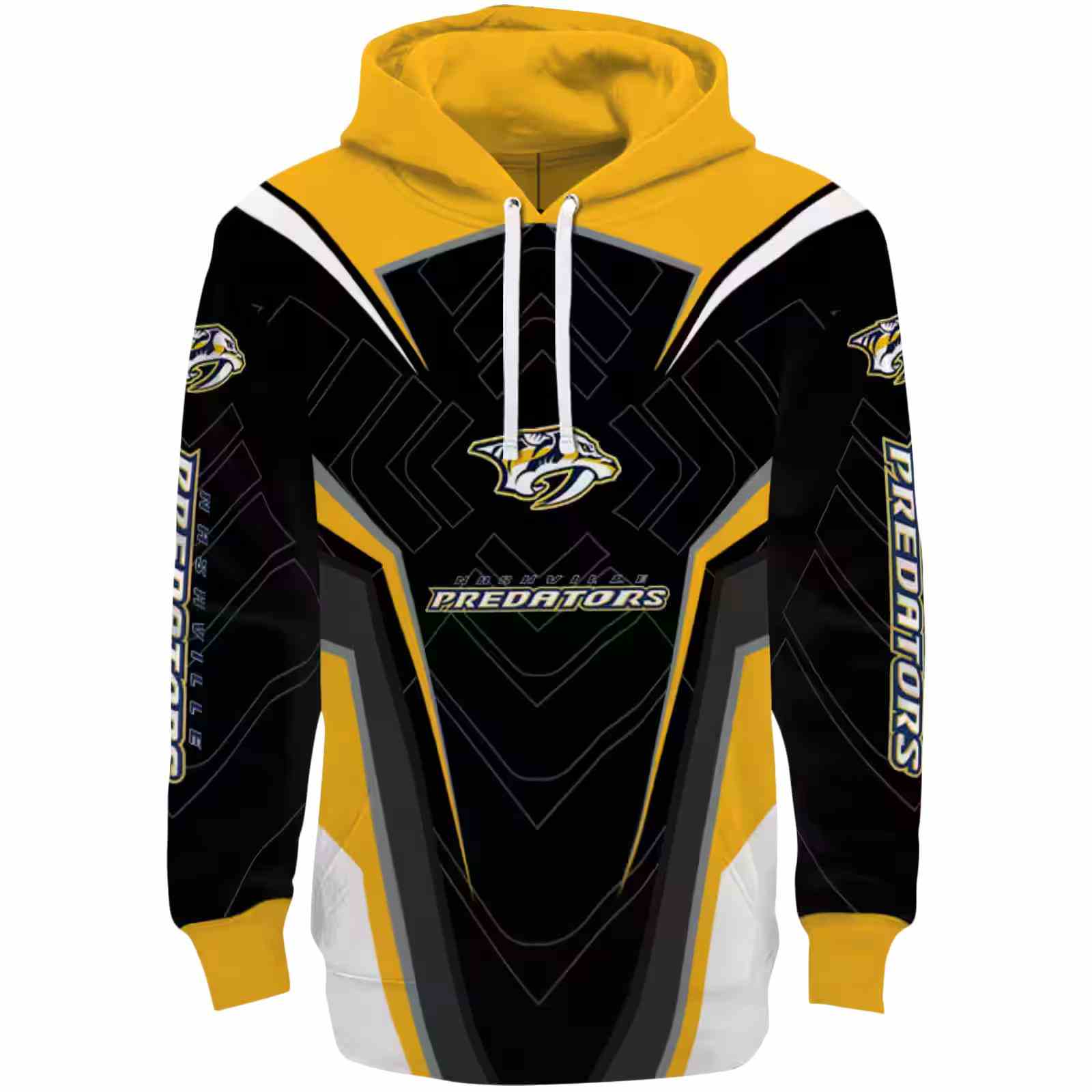 Nashville Predators Futuristic Pattern Gold Black Hoodie