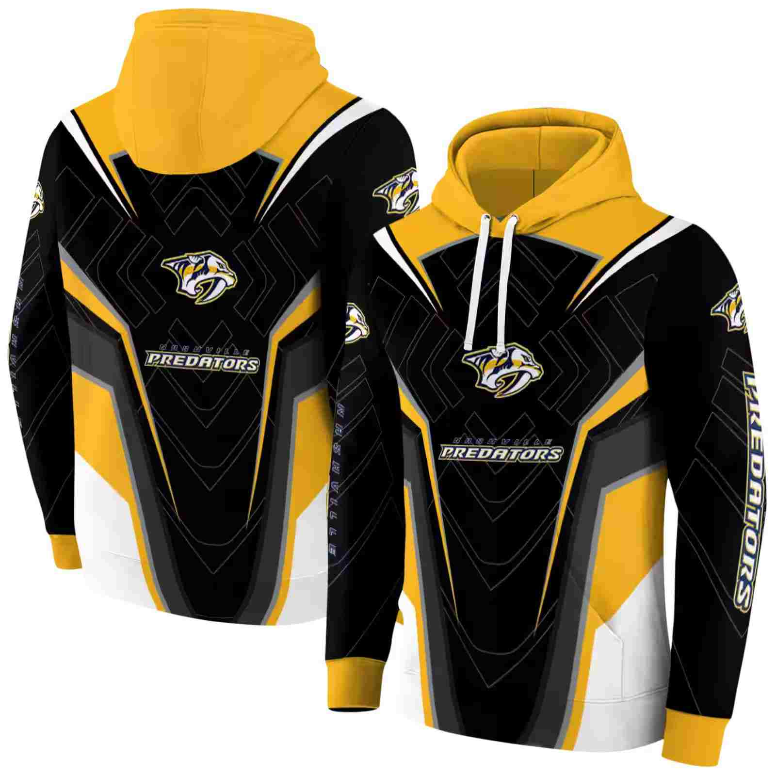 nashville predators futuristic pattern gold black hoodie fashion forward