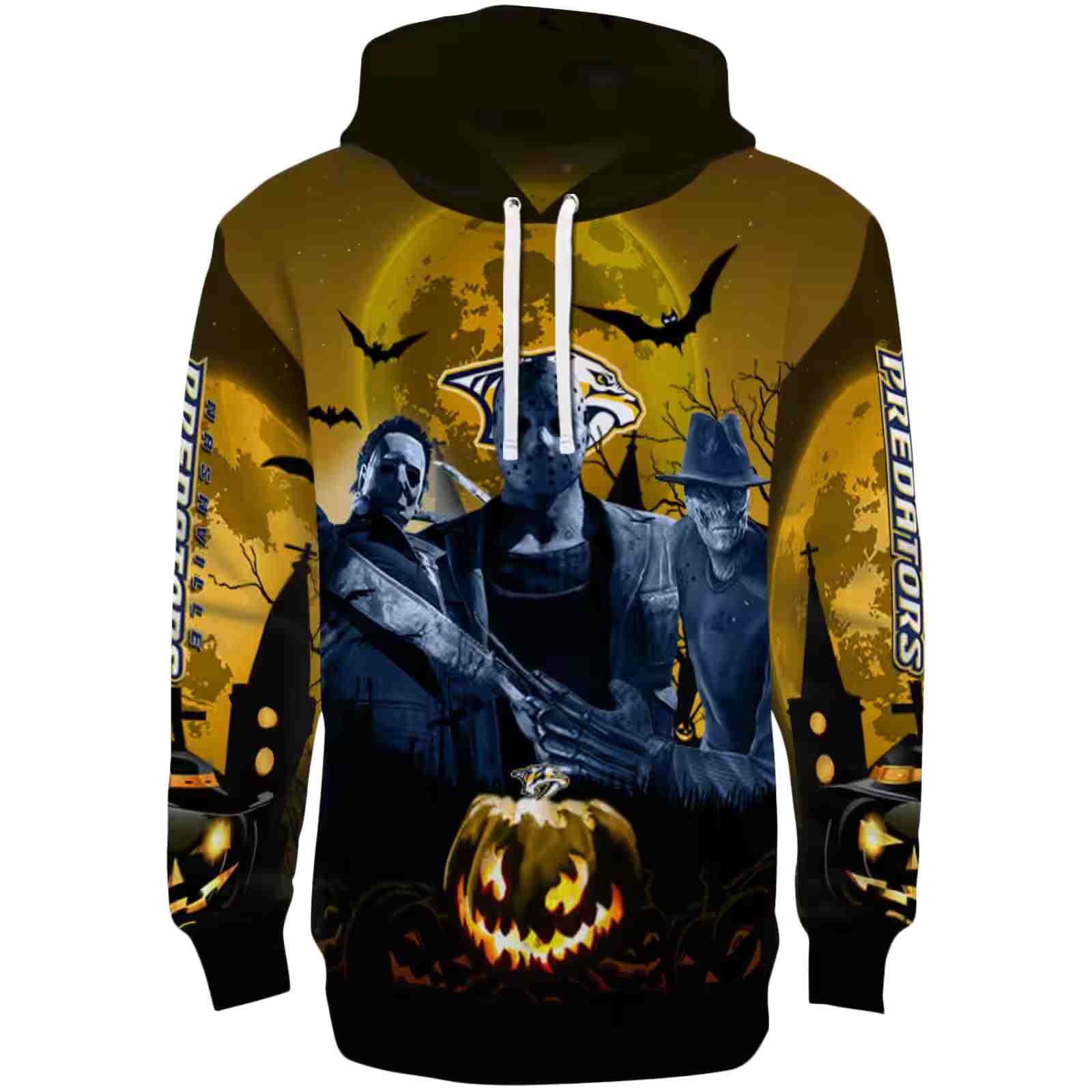Nashville Predators Halloween Vibes Gold Black Hoodie