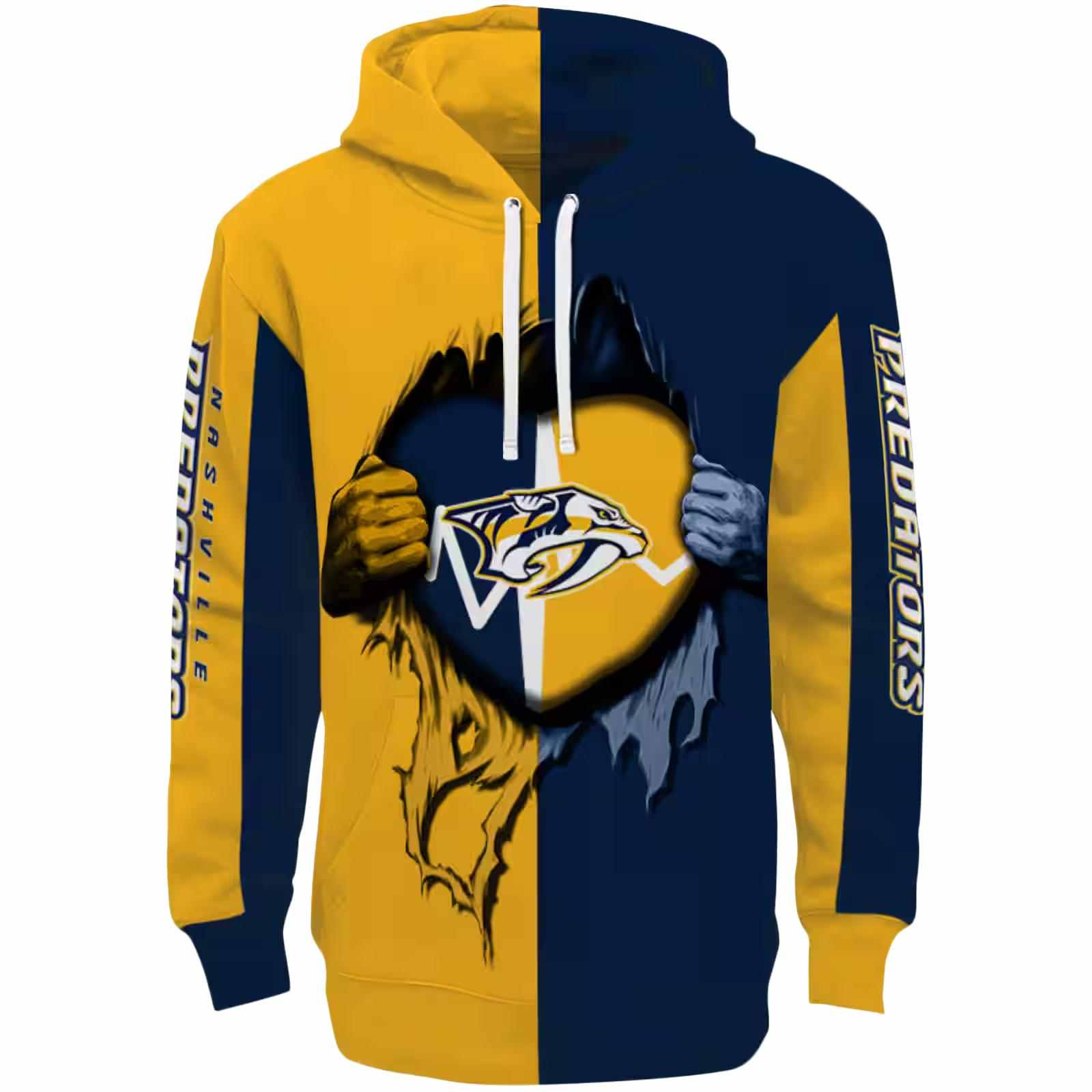 Nashville Predators Heartbeat Graphic Gold Hoodie