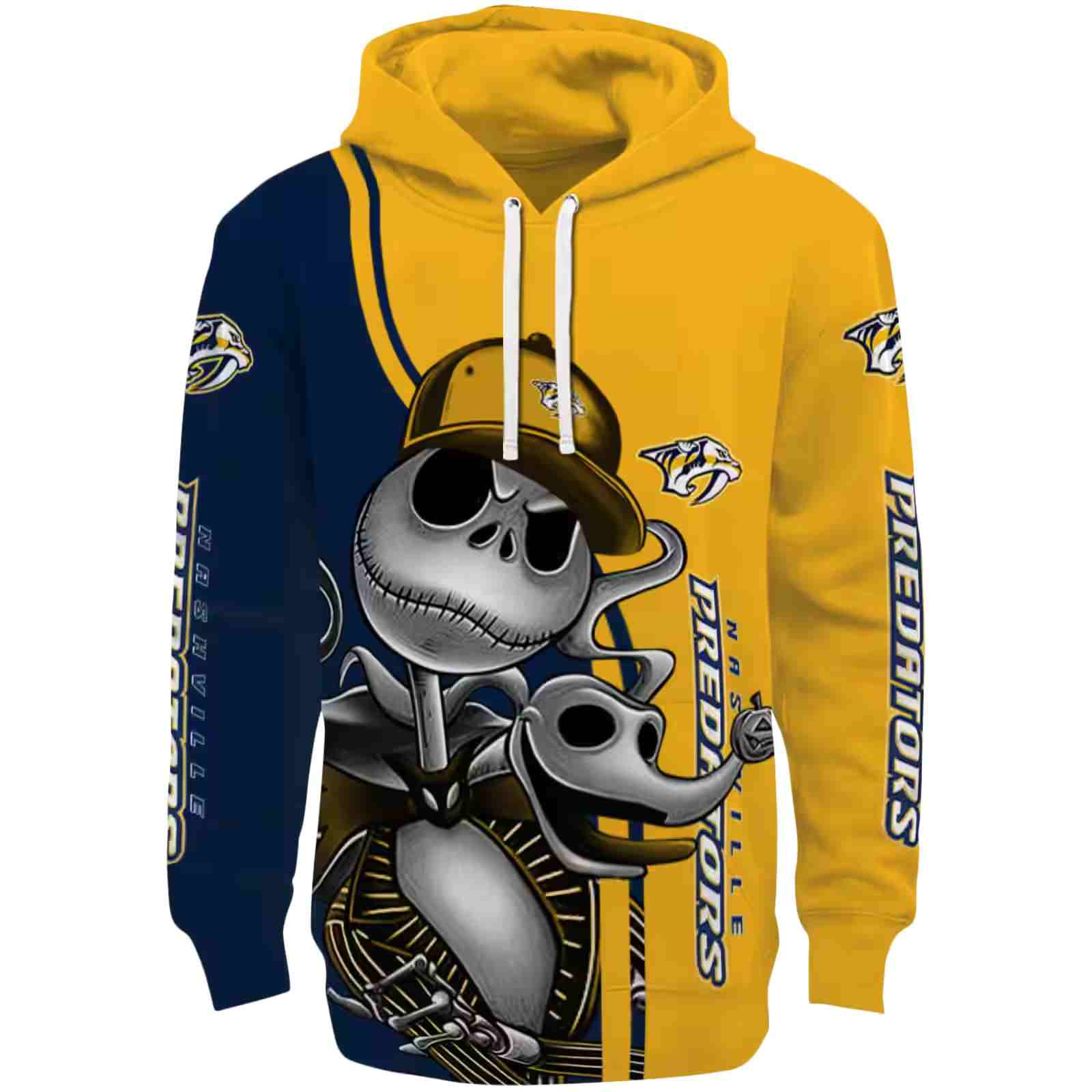 Nashville Predators Jack Skellington Gold Hoodie