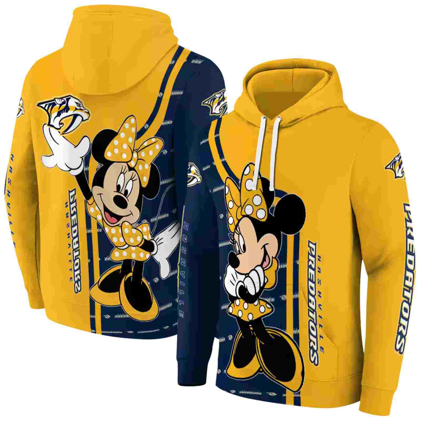 nashville predators minnie mouse gold hoodie fashion forward