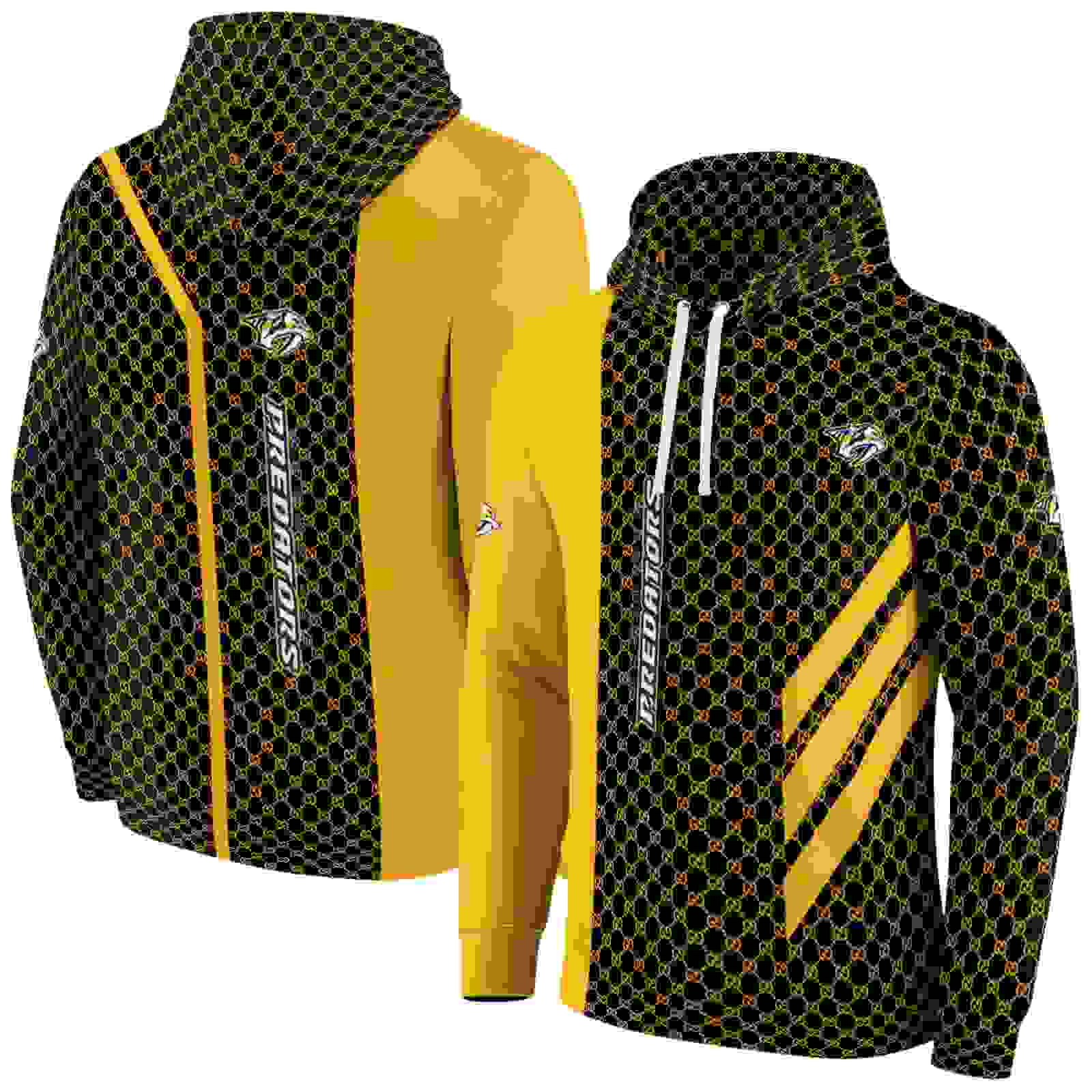 nashville predators monogram pattern gold hoodie fashion forward