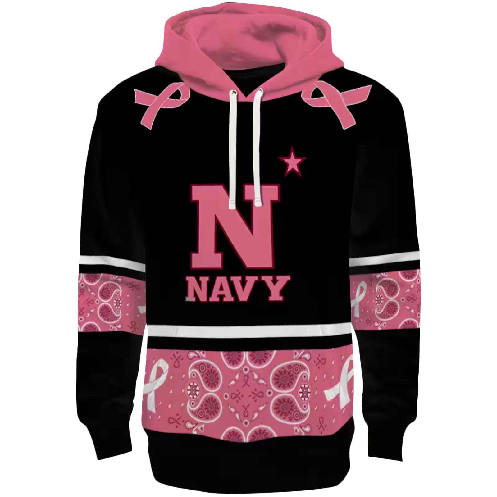 Navy Midshipmen Awareness Ribbon Black Pink Hoodie