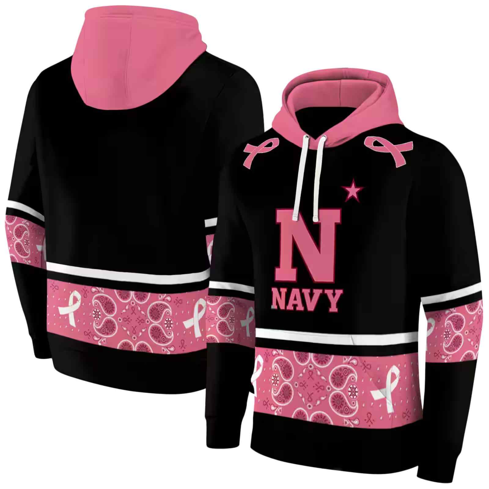 navy midshipmen awareness ribbon black pink hoodie fashion forward