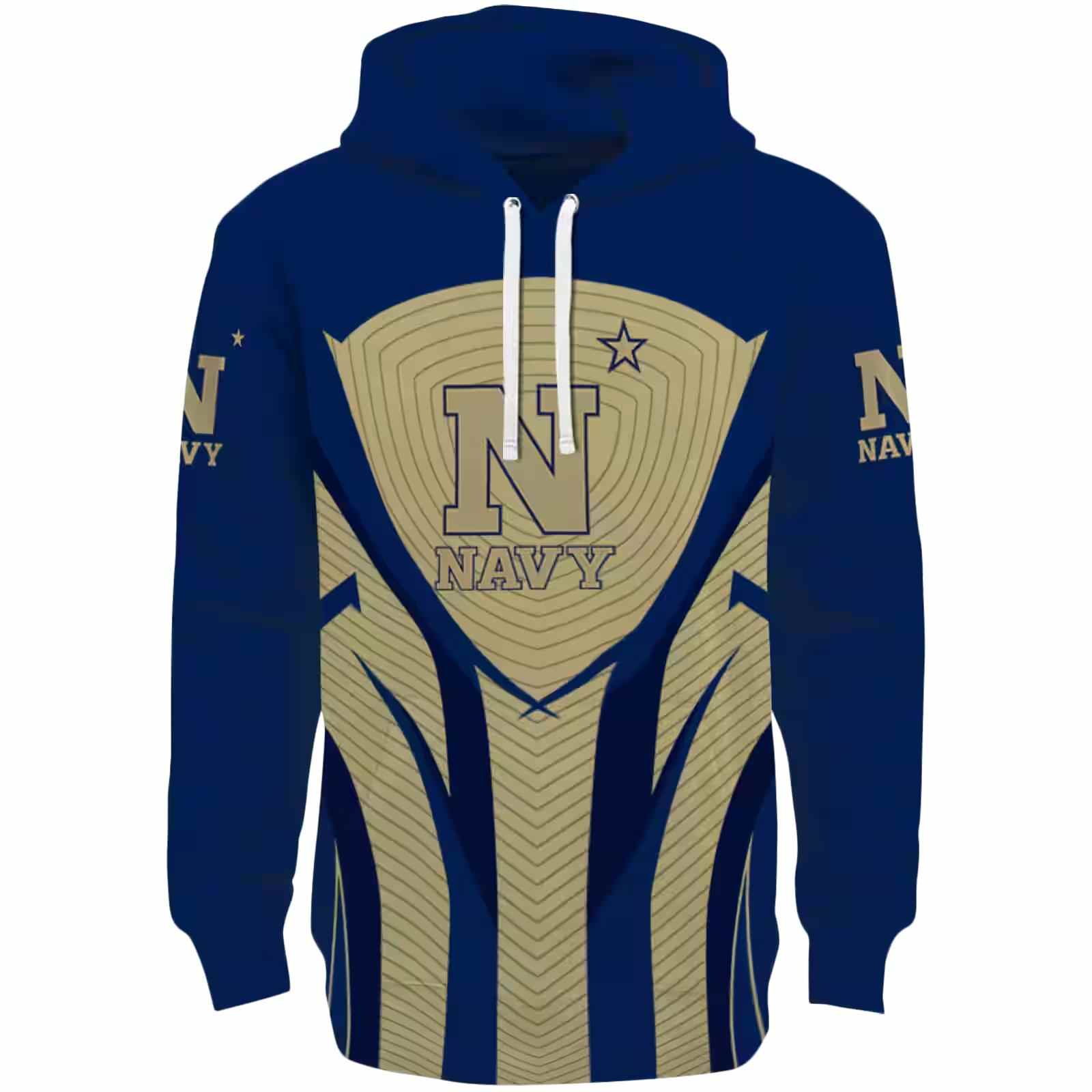 Navy Midshipmen Concentric Lines Blue Black Hoodie