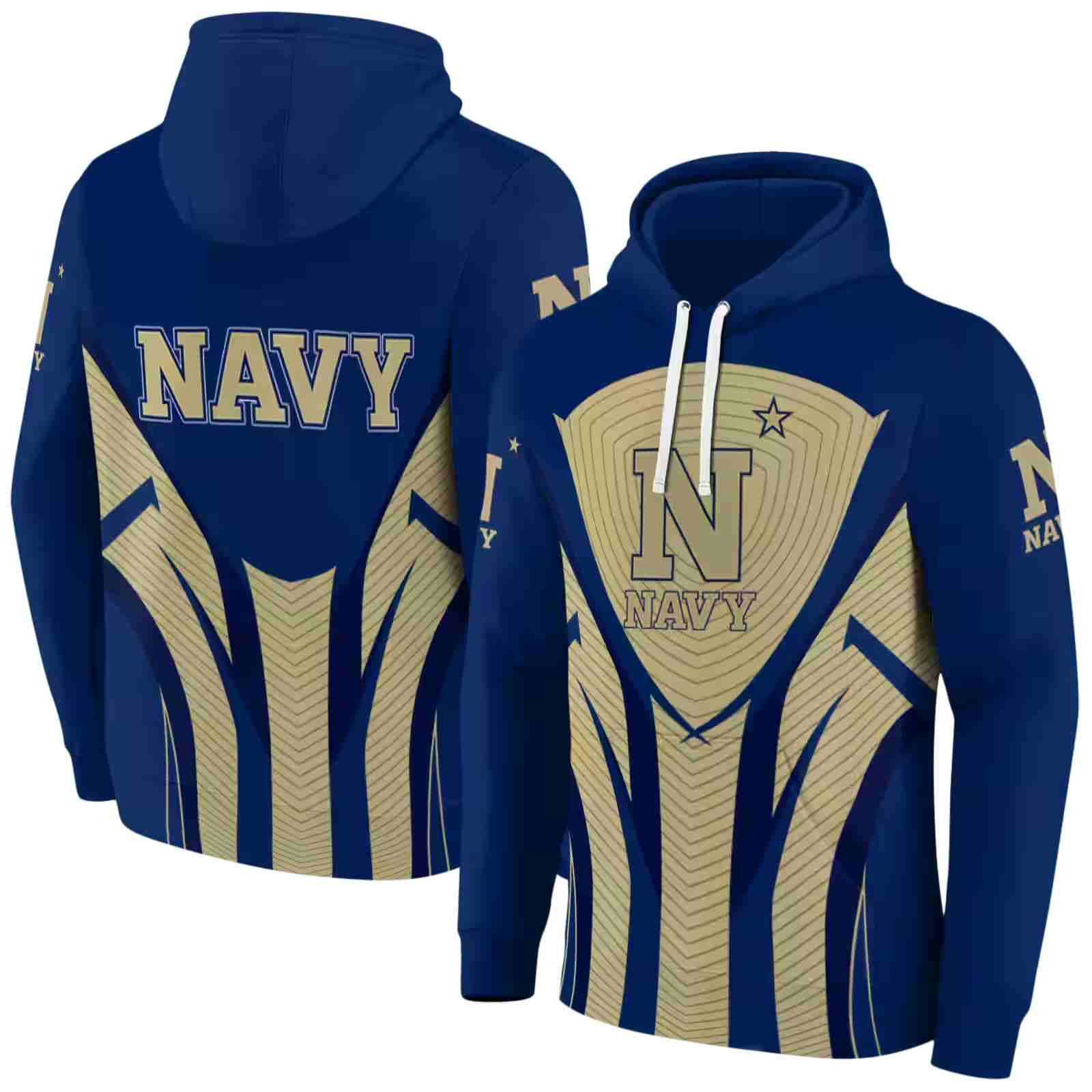 navy midshipmen concentric lines blue black hoodie fashion forward