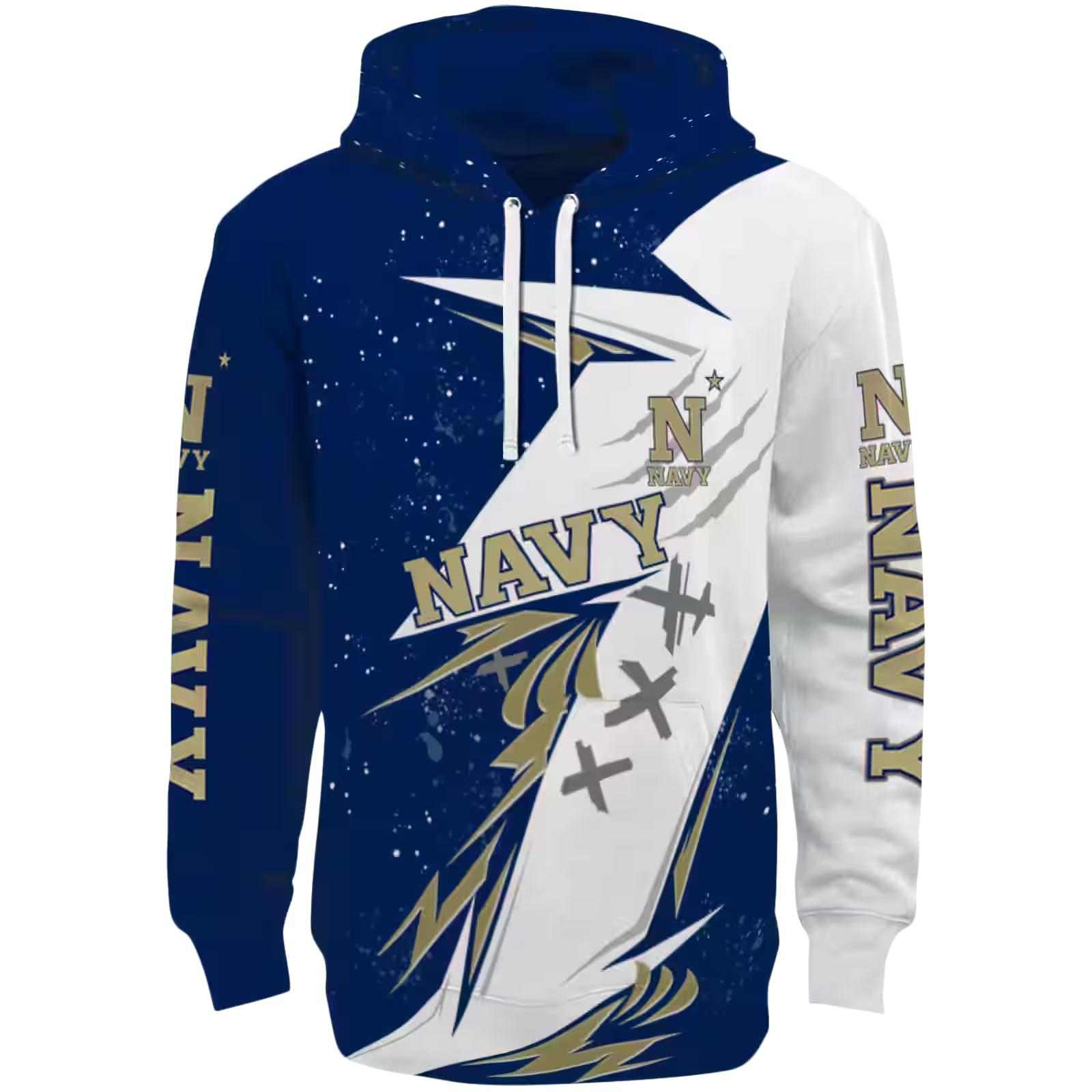 Navy Midshipmen Dynamic Slash Blue White Hoodie