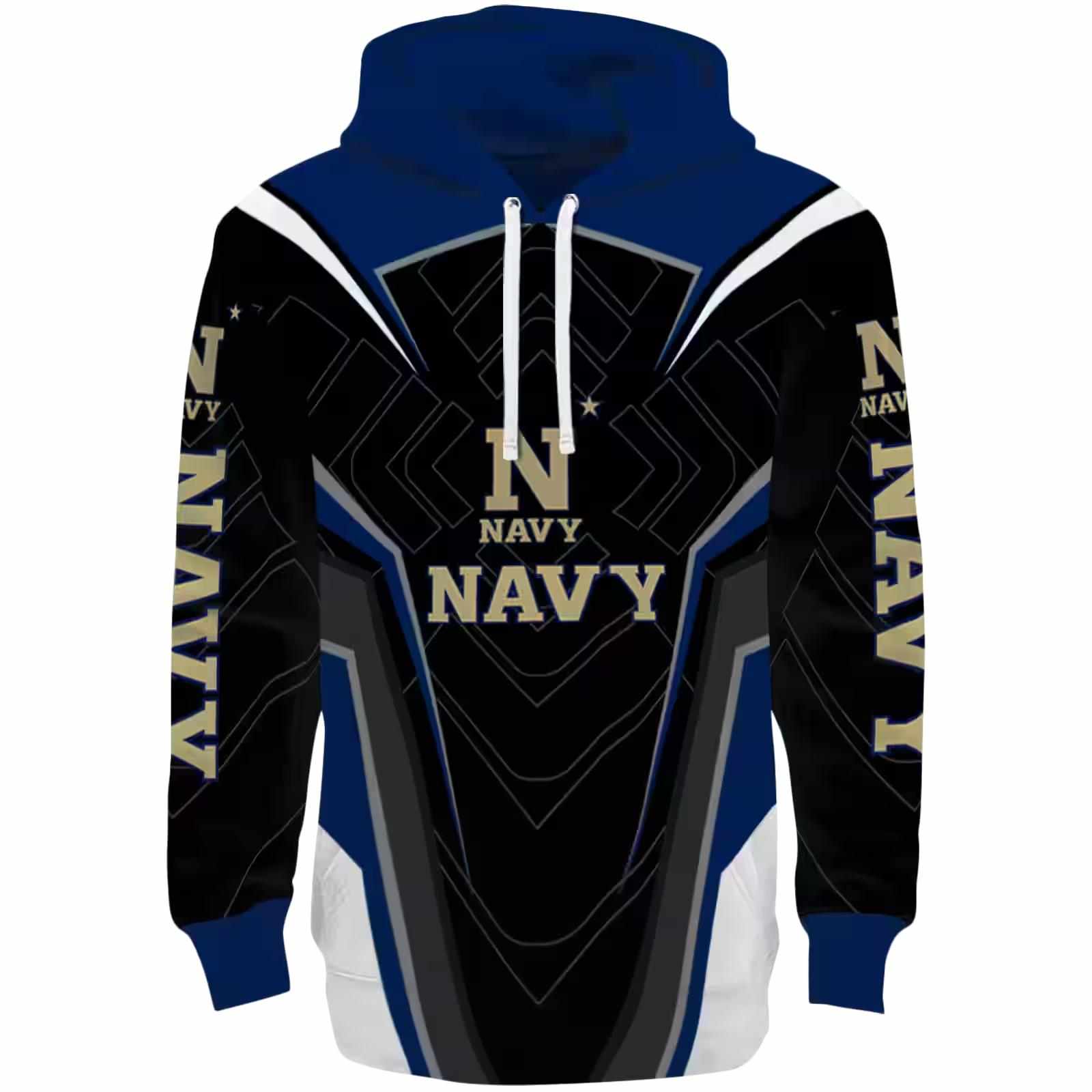 Navy Midshipmen Futuristic Pattern Blue Black Hoodie