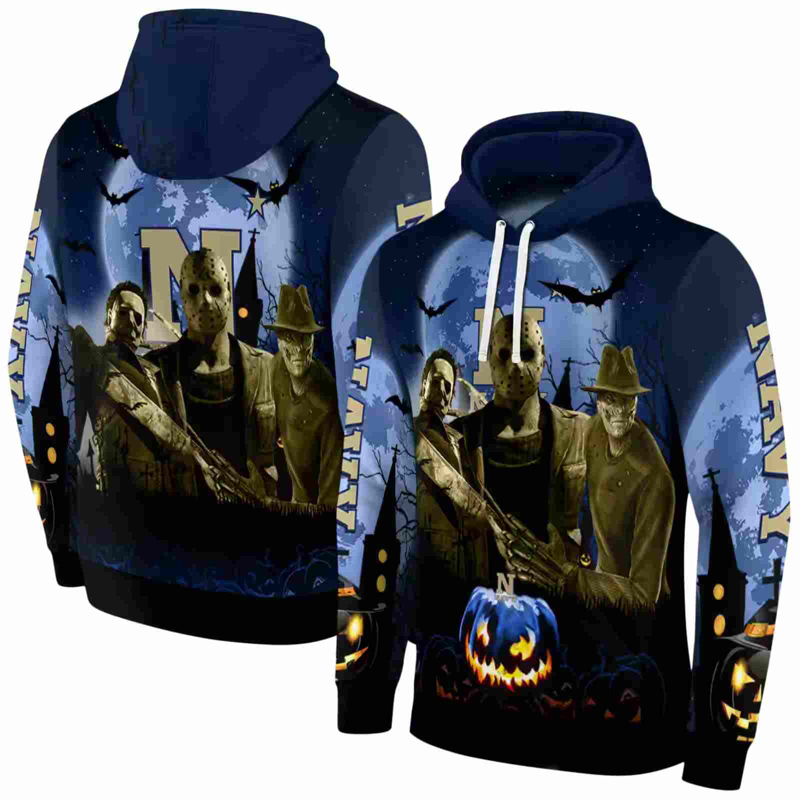 navy midshipmen halloween vibes blue black hoodie fashion forward