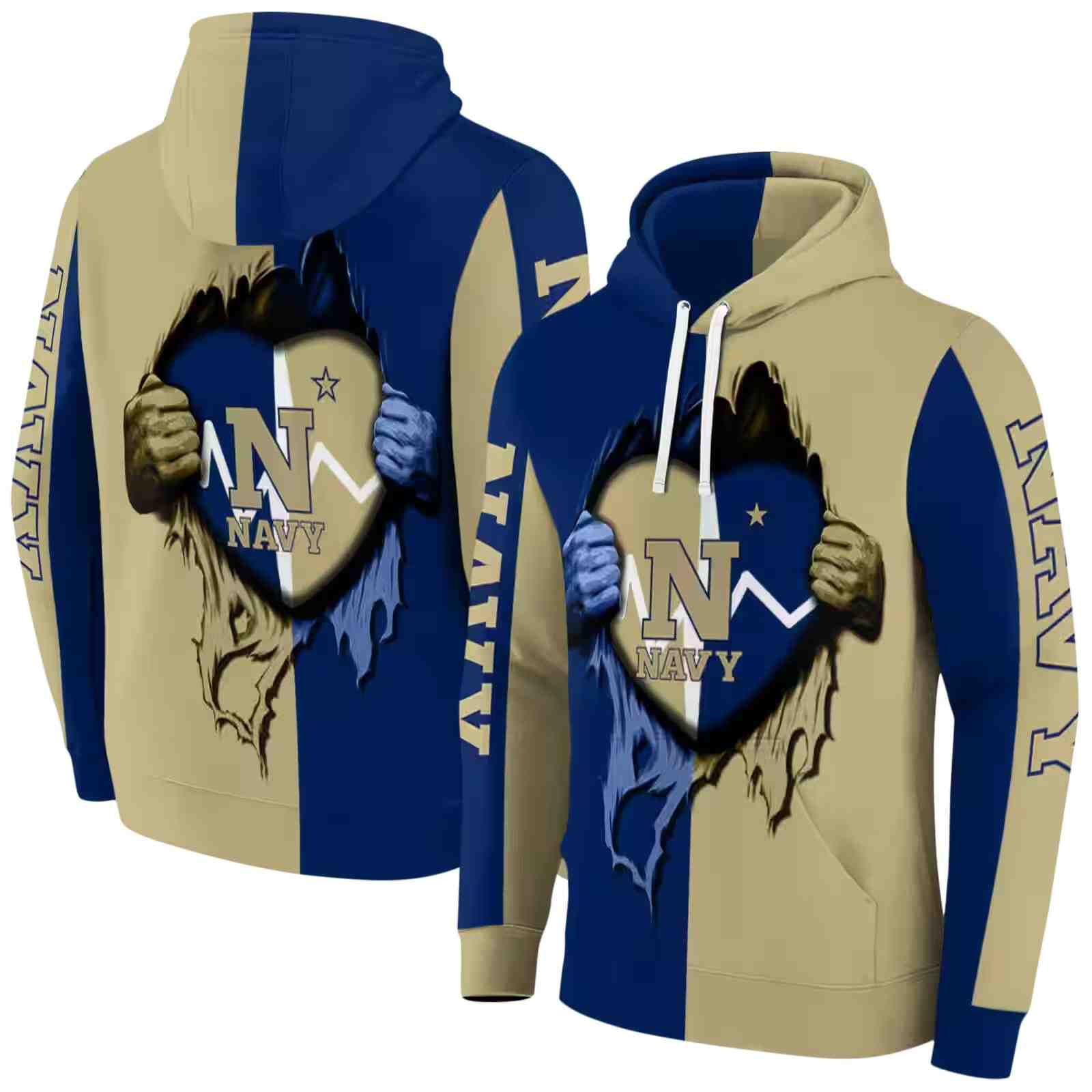 navy midshipmen heartbeat graphic blue hoodie fashion forward